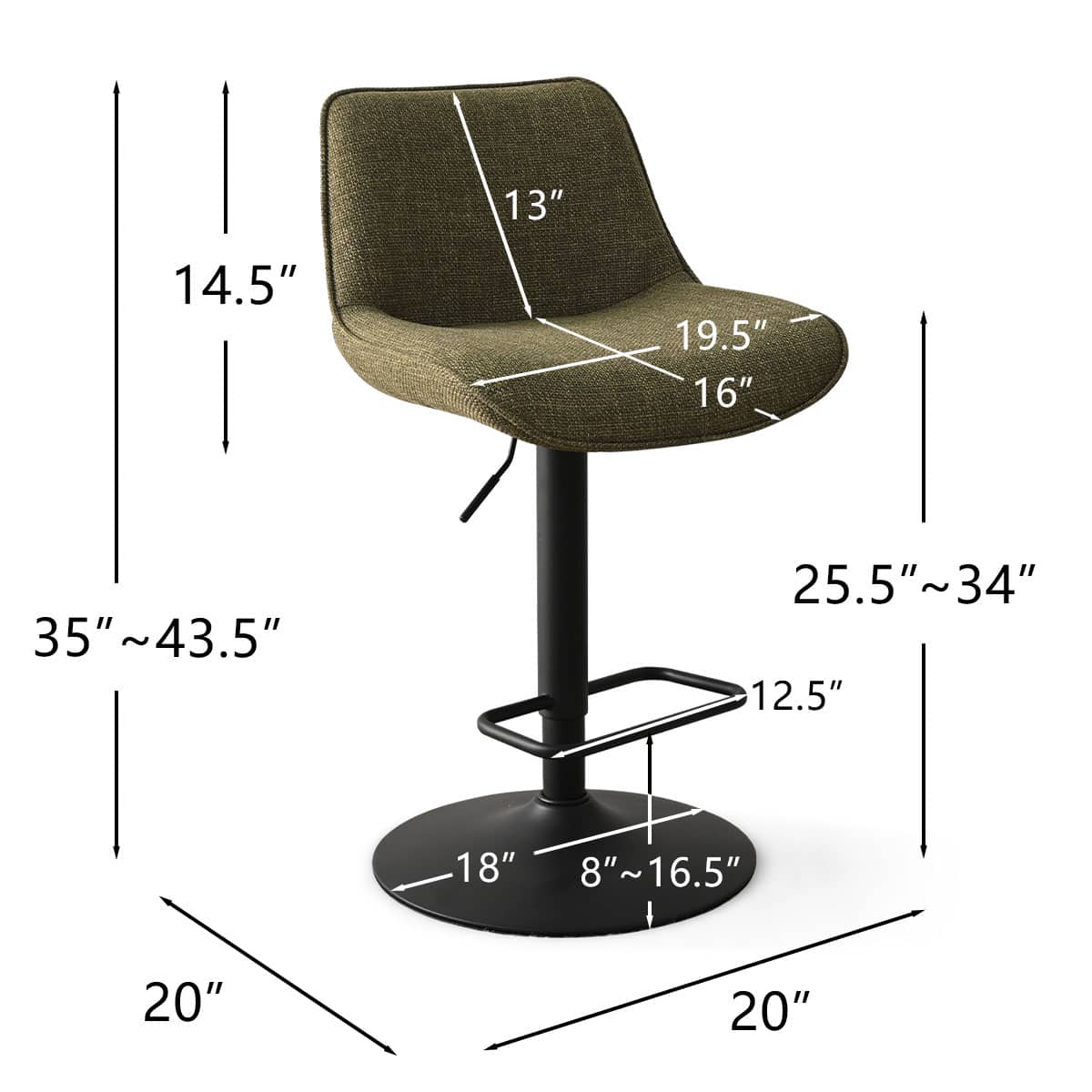 Maison Boucle HUNTER-AB-GREEN-4 stools - View #3