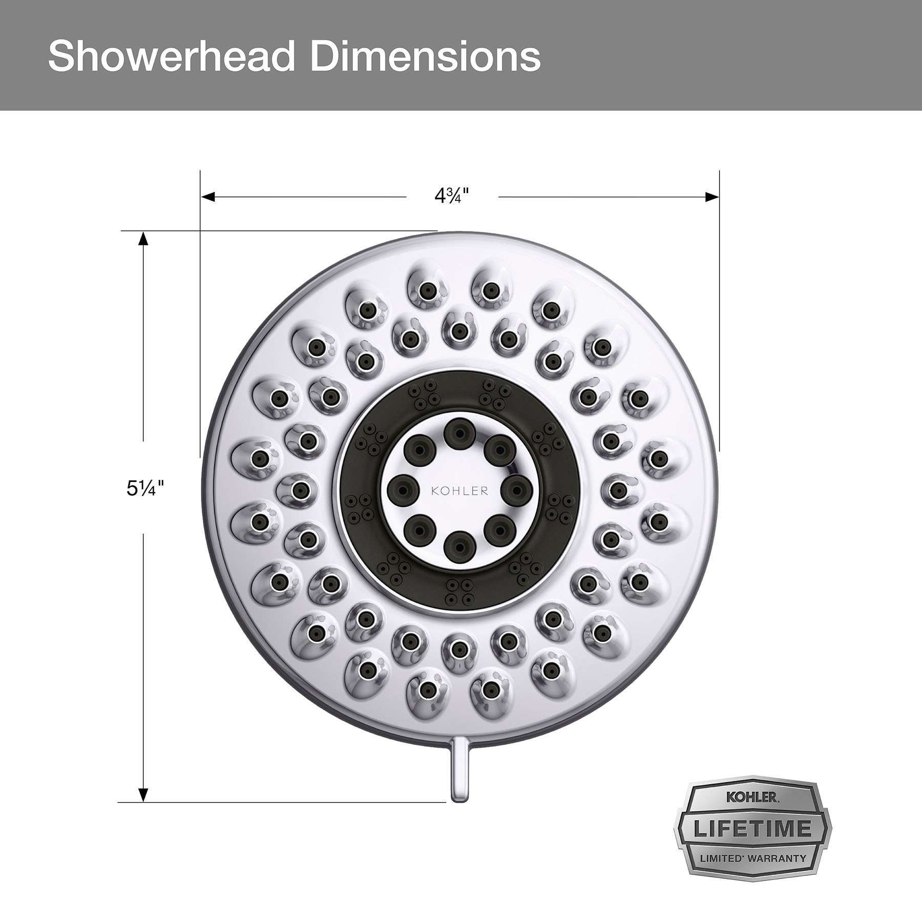 KOHLER Enlighten Polished Chrome 4.75-in Round Fixed Shower Head 1.75 ...