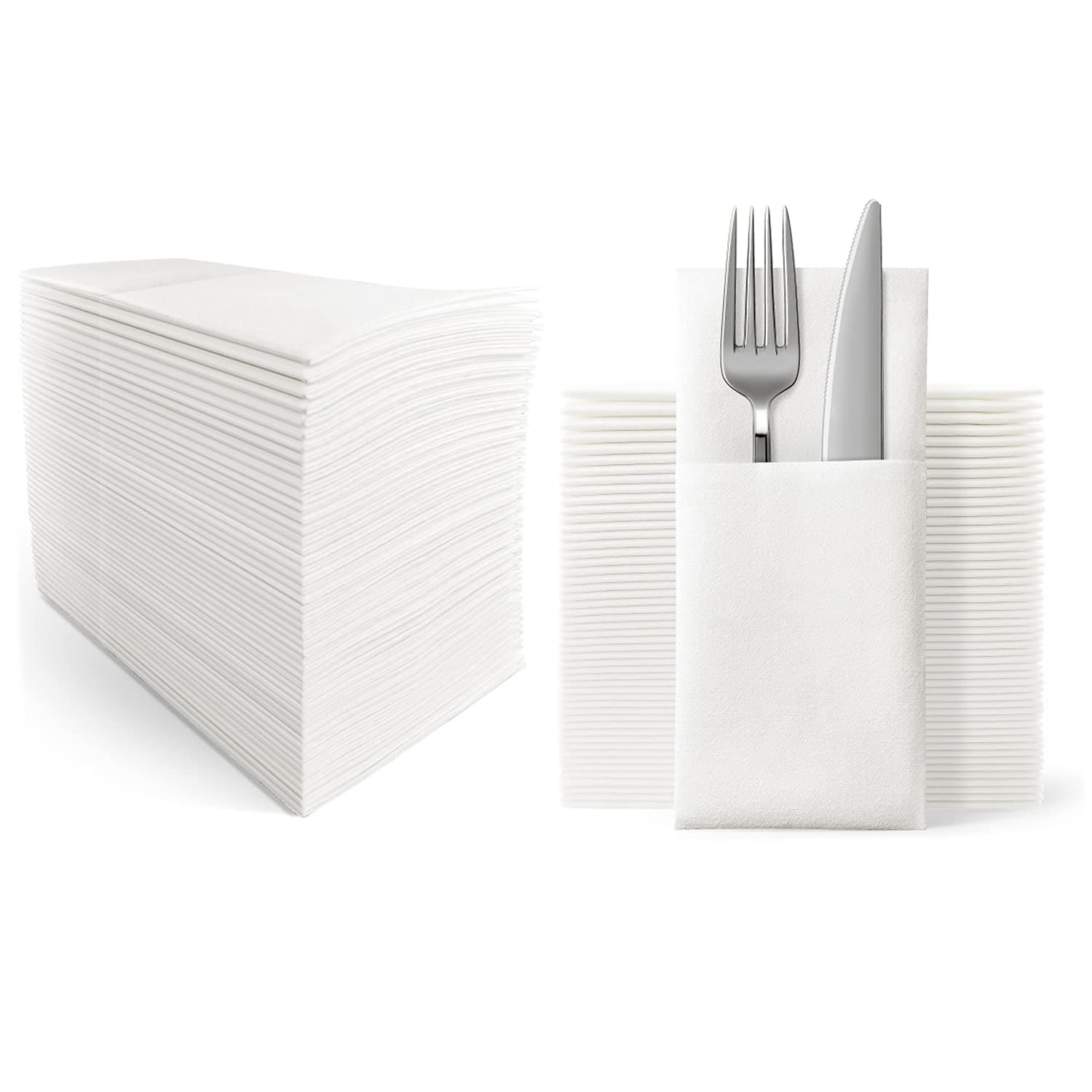 Etokfoks  White White Family Disposable Paper Dinner Napkins Prefolded Linen Feel Tableware Type 100 Per Pack