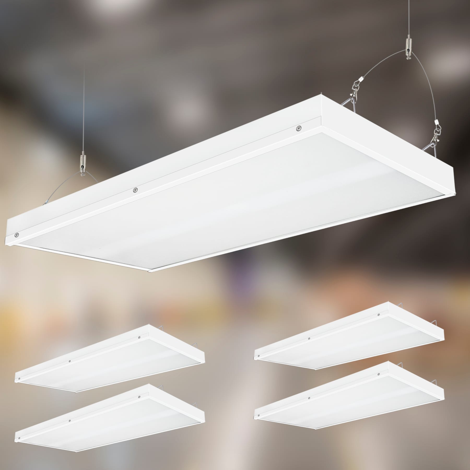 WYZM - 4 -Pack 23.62-in x 11.81-in 4 -Light 24000 -Lumen 5000-K Daylight LED High Bay Light
