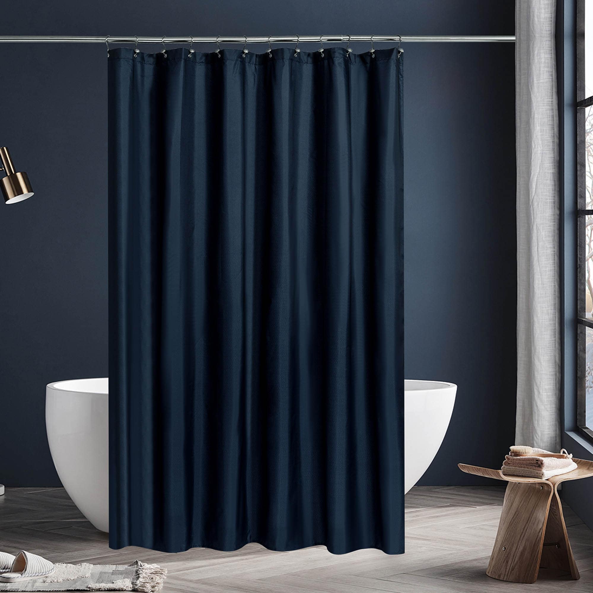 Awesome Home 72-in W x 84-in L Navy Blue Polyester Shower Curtain or Liner