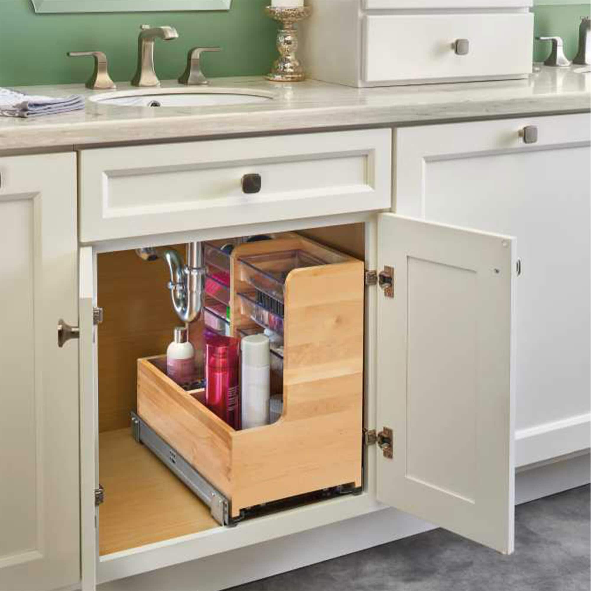 Under Bathroom Sink Storage 2 Tier Drawer Organizer Bath Collection Sliding  Baskets Under Sink Cabinet Storage Cosmetics Storage