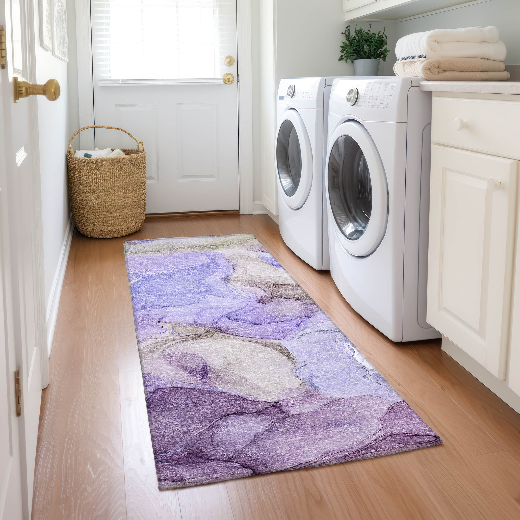 Addison Rugs ACN504PP2X8 Chantille ACN504PP 2 x 7 (ft) Polyester Purple Rectangular Indoor/Outdoor Abstract Machine washable Area rug