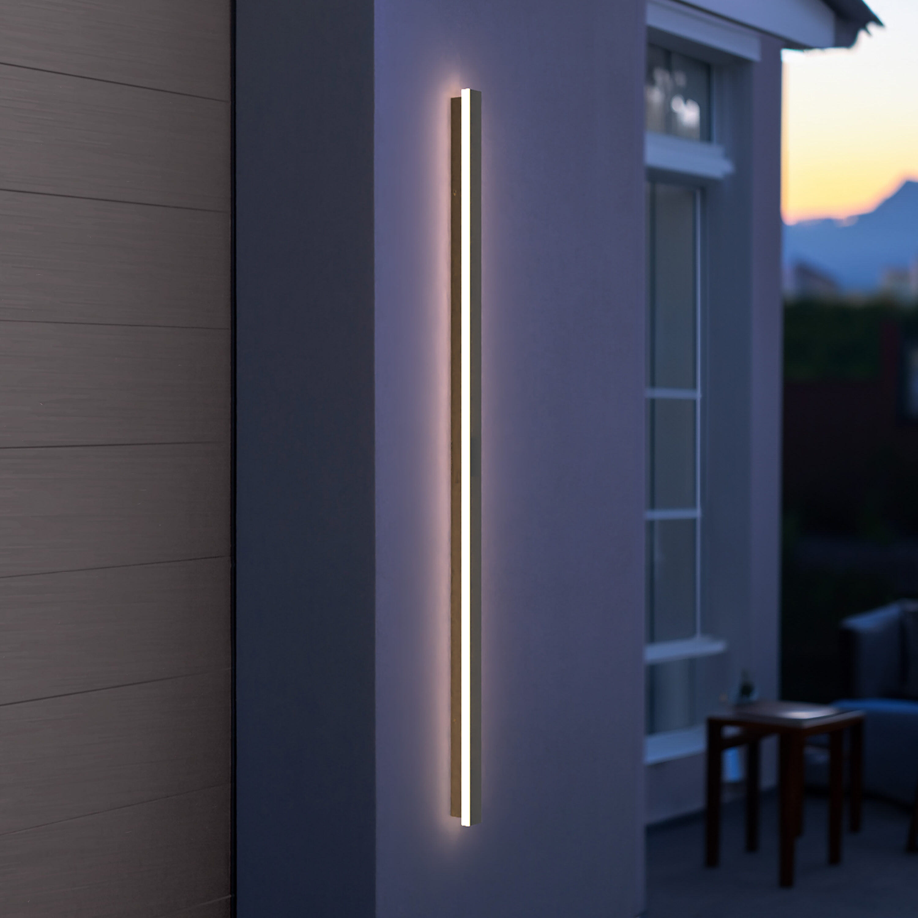 LEEKI Modern Linear 59-in Black Integrated Outdoor Wall Light in