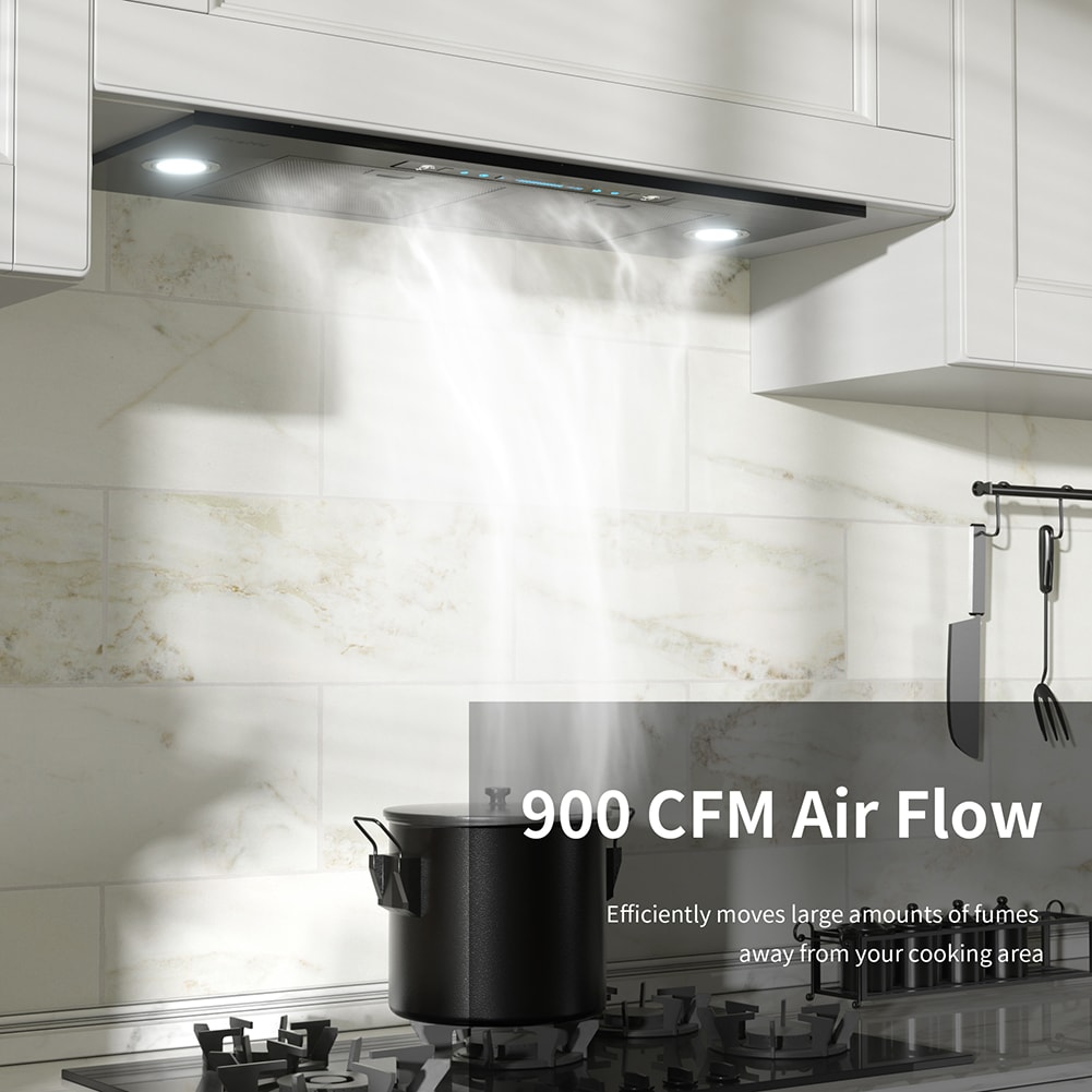 FOTILE Slant Vent 1000-CFM with Motion and Touch Activation and 2 LED  Lights 30-in 1000-CFM Ducted Onyx Black Tempered Glass Under Cabinet Range  Hoods