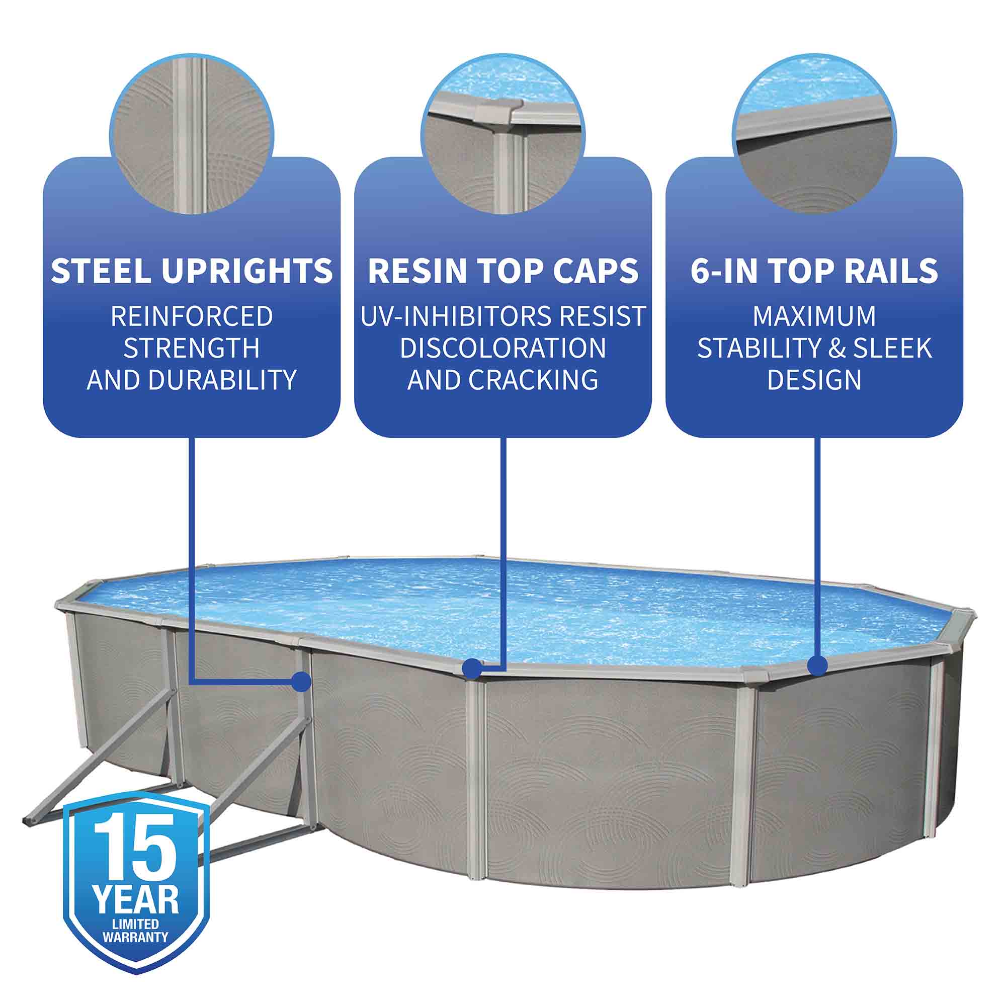 Belize 33' x 18' x 52" Oval Steel Above-Ground Pool with Pump and Filter