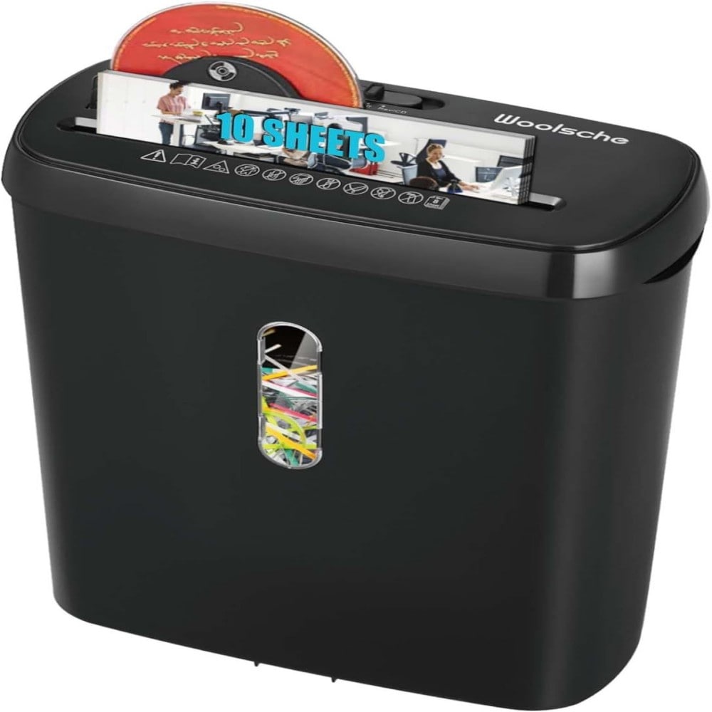 YOSIMFUR 10 Sheet Strip Cut Paper Shredder for Home Office with 3.17 Gallon Bin P2 Security Level Shreds Paper CD and Credit Card Jam Proof Fast Operation ETL Certified Durable Shredding Machine