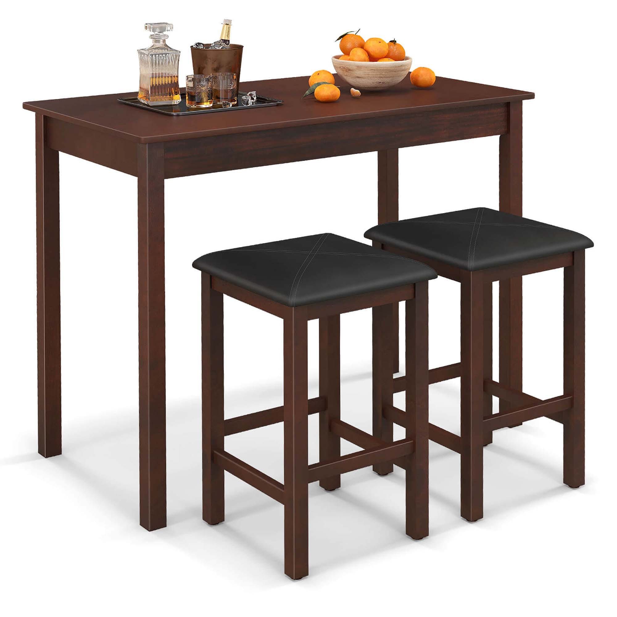 Costway HCST02322 Modern Brown Rubberwood Accent Table Set