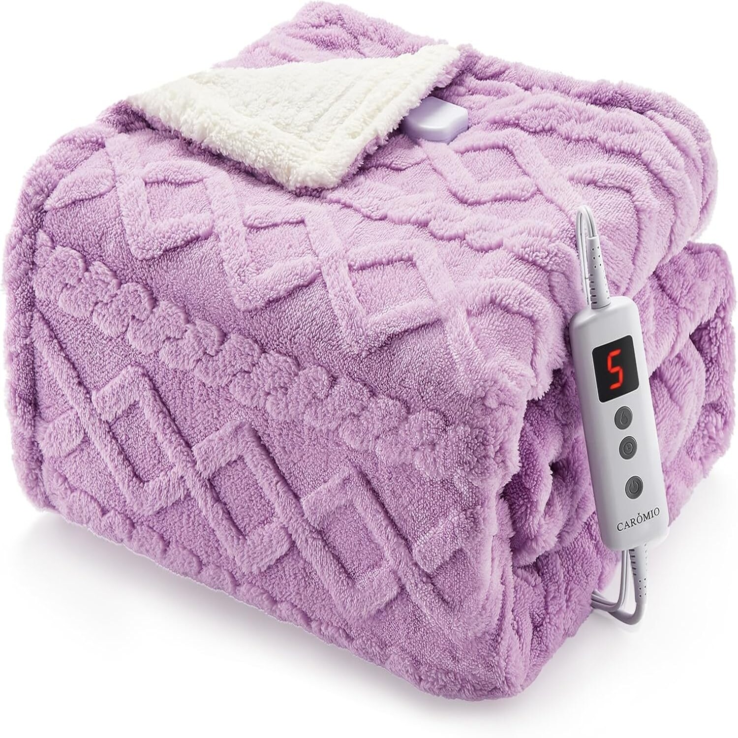Qeetex Throw 50x60 Inch Heated Throw Blanket - Thick Tufted Sherpa ...
