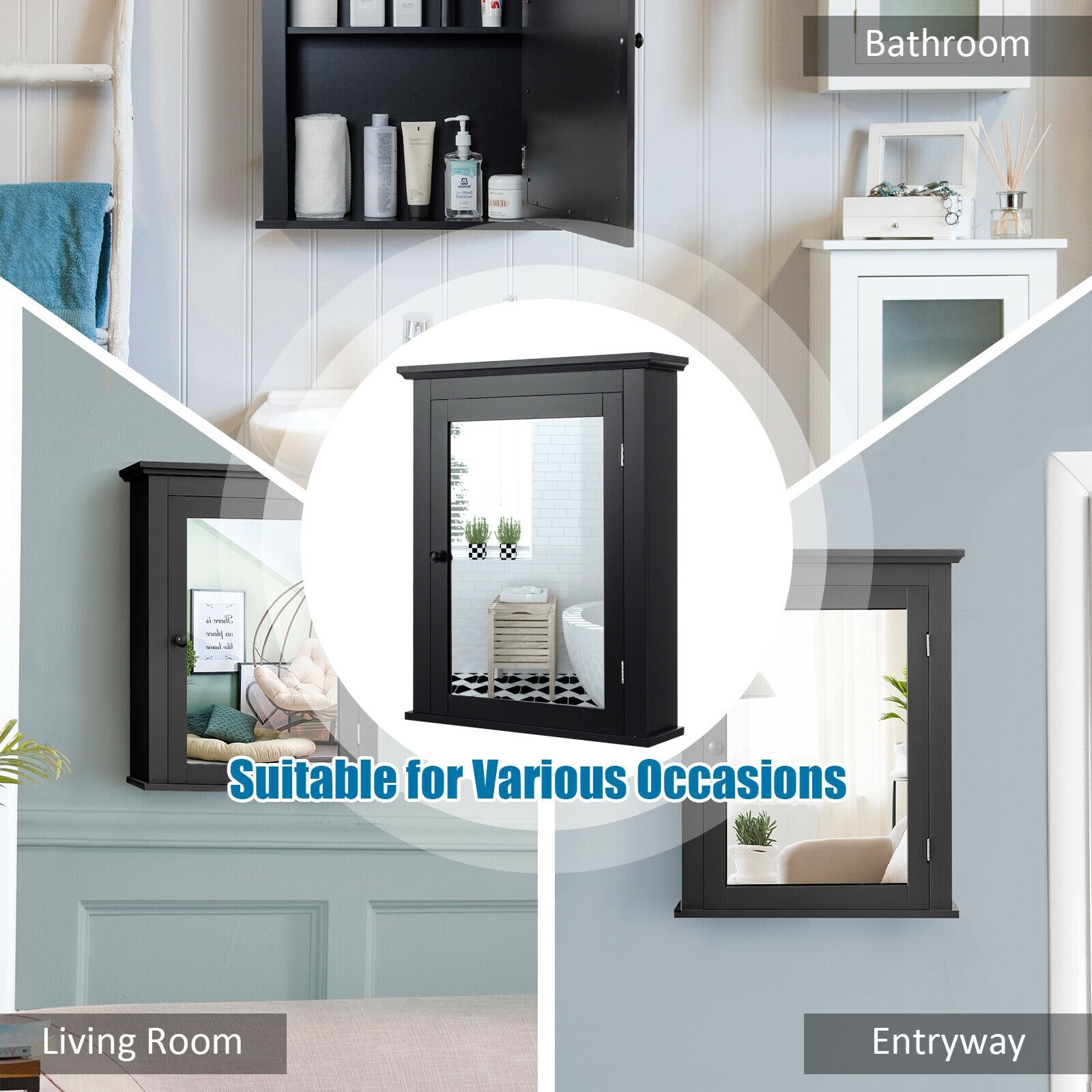 WELLFOR OUG59321BK Bathroom-Medicine-Cabinets - View #5