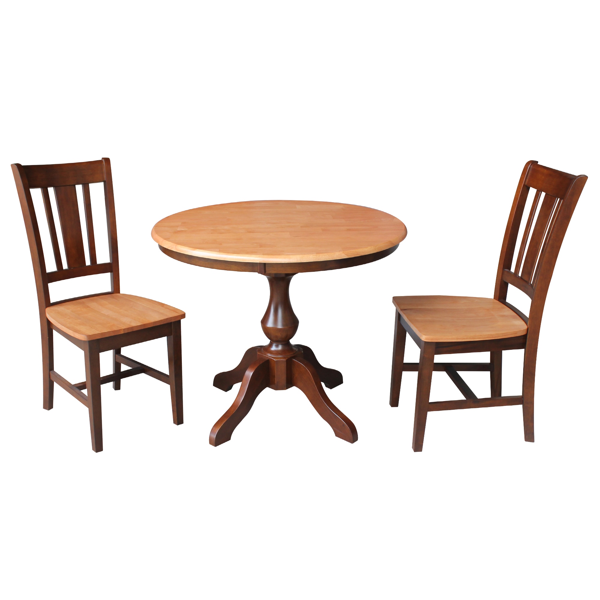 International Concepts K58-36RT-11B-C10-2 Cinnamon/espresso Casual Dining Room Set with Round Table ( Seats 2 )