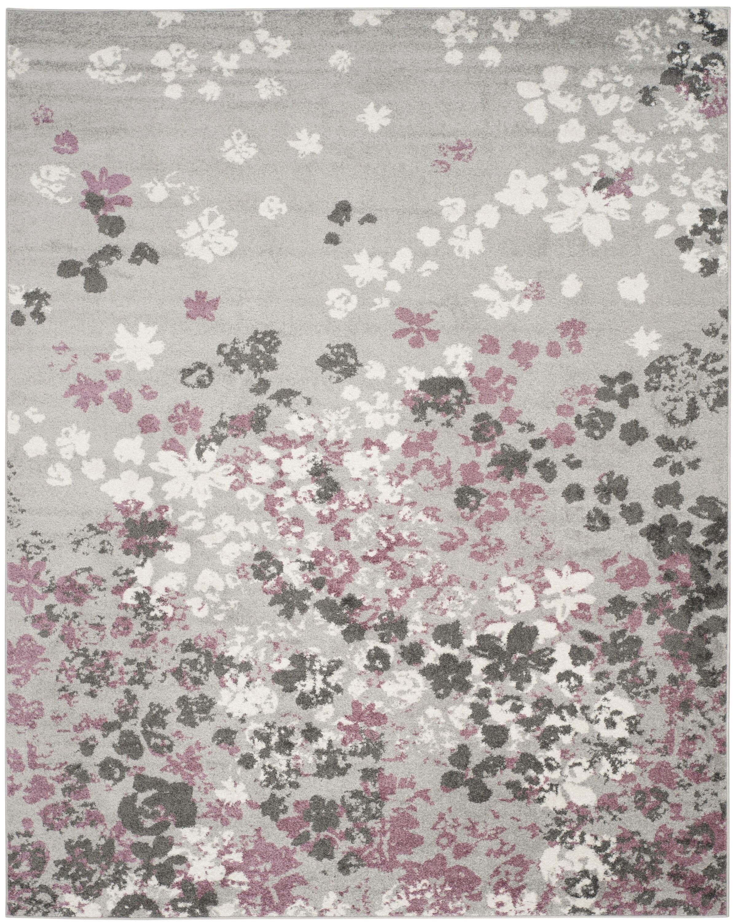 Luxe Lodge Light Grey/Purple Synthetic 8' x 10' Area Rug