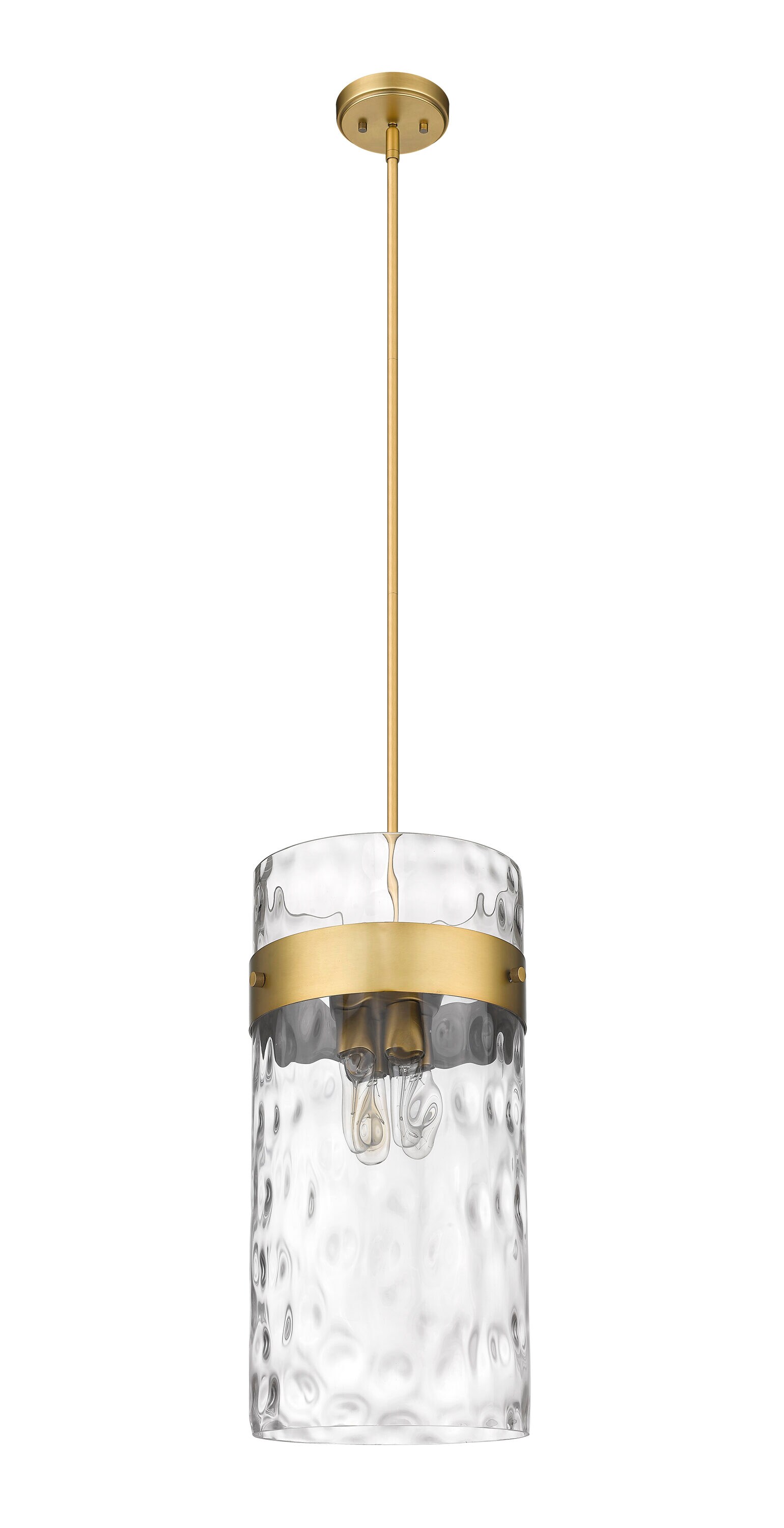 Fontaine Transitional Indoor/Outdoor Rubbed Brass and Glass Pendant
