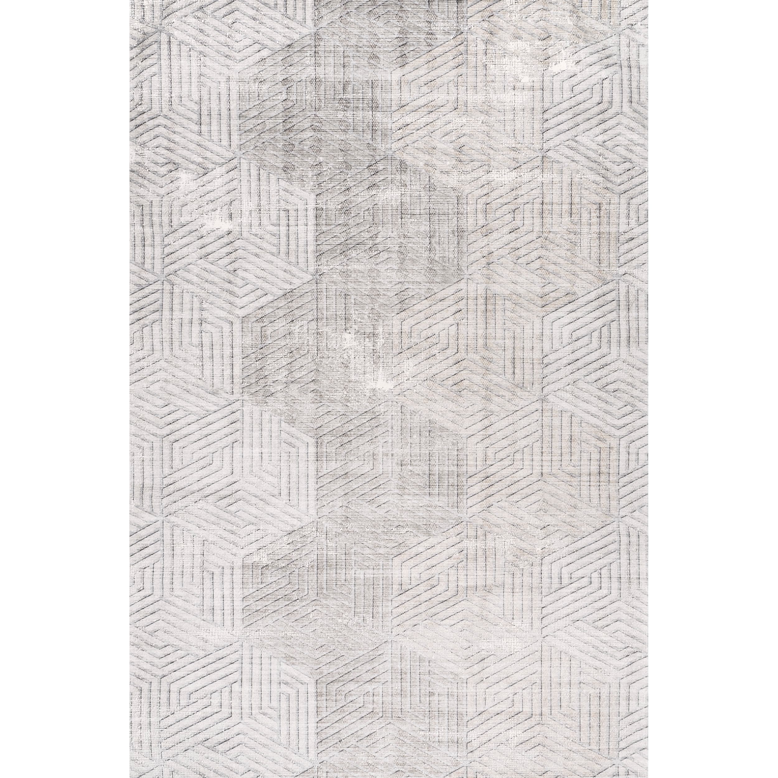 Adeline Gray Geometric Viscose 4' x 6' Washable Area Rug