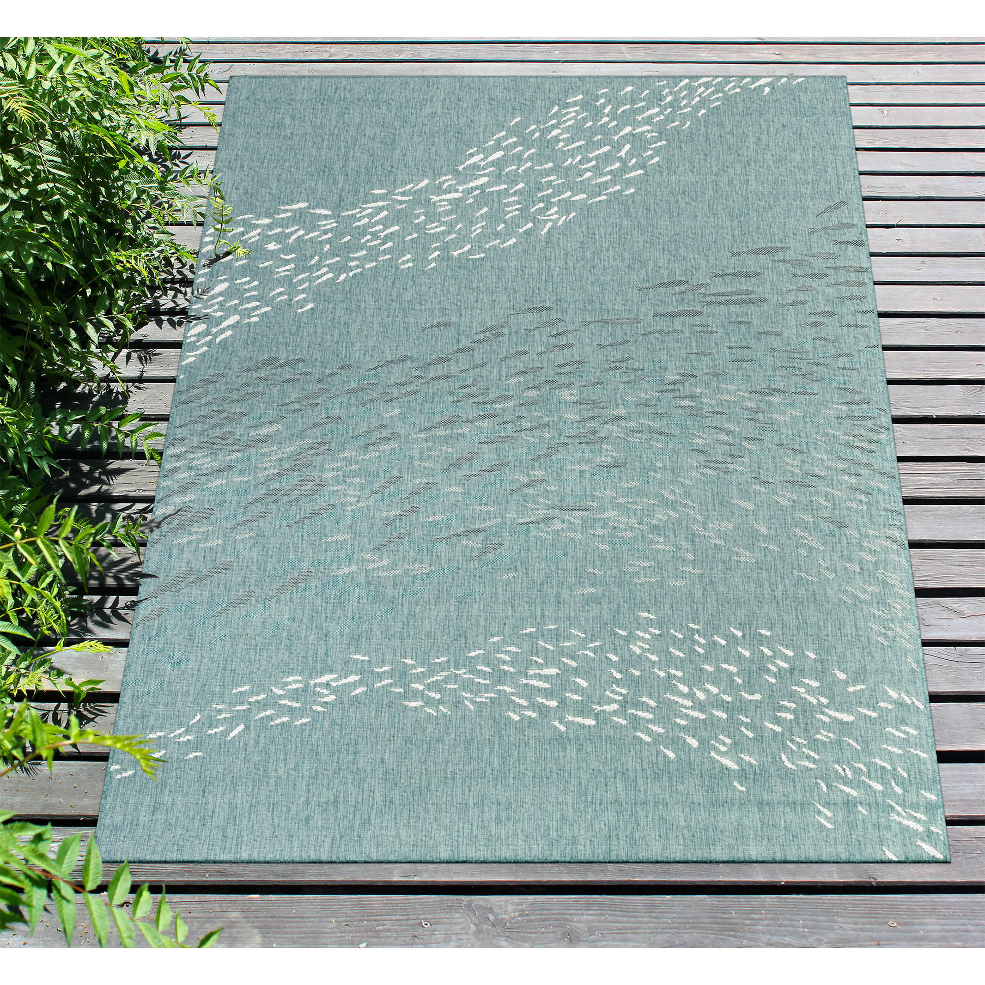 Liora Manne CRE45844904 Carmel 3 x 5 (ft) Polypropylene Aqua Rectangular Indoor/Outdoor Abstract Coastal Area rug