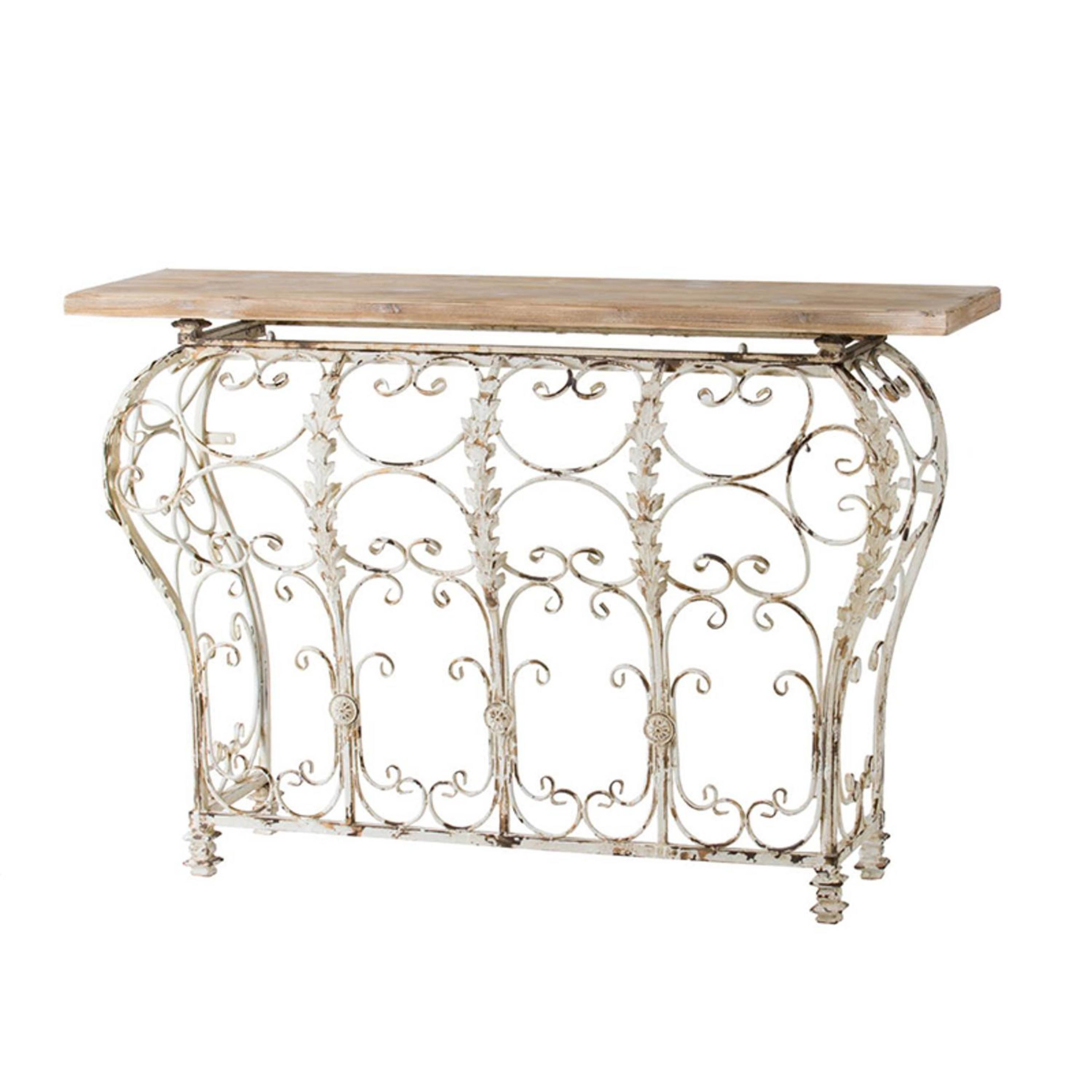 A&B Home 44951 Rustic Antique White Console Table