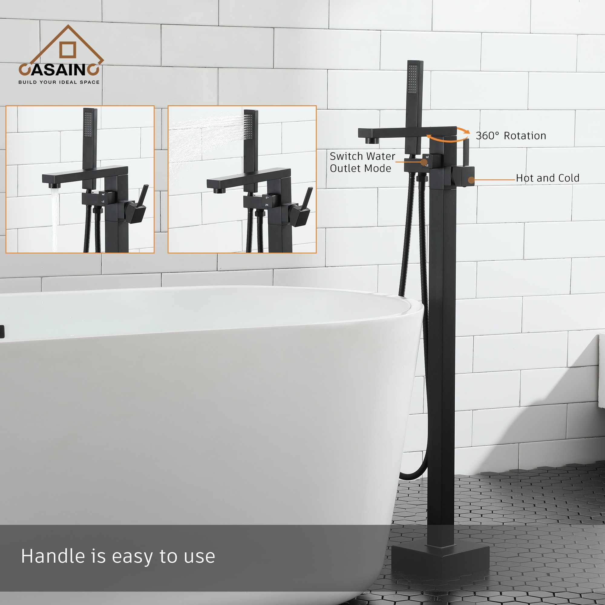 CASAINC TC05-MB Roman-Tub-Faucets - View #9