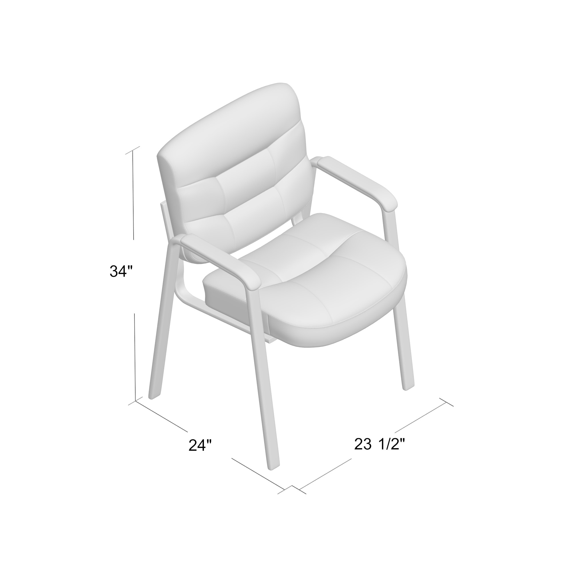 Elegant Black LeatherPlus Guest Chair with Steel Frame and Fixed Arms