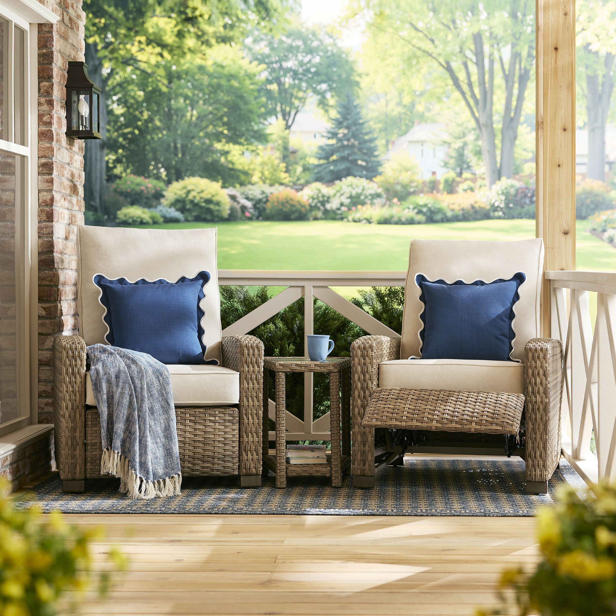 allen + roth Crest 3 -Piece Wicker Cream Patio Conversation Set