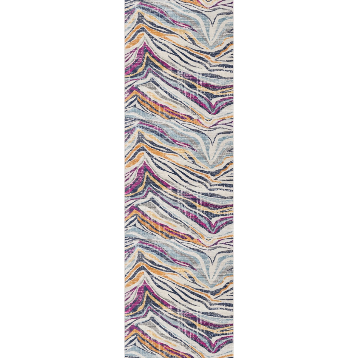 HomeRoots 4000393128 2 x 10 (ft) Blue Gold Rectangular Indoor Geometric Runner rug