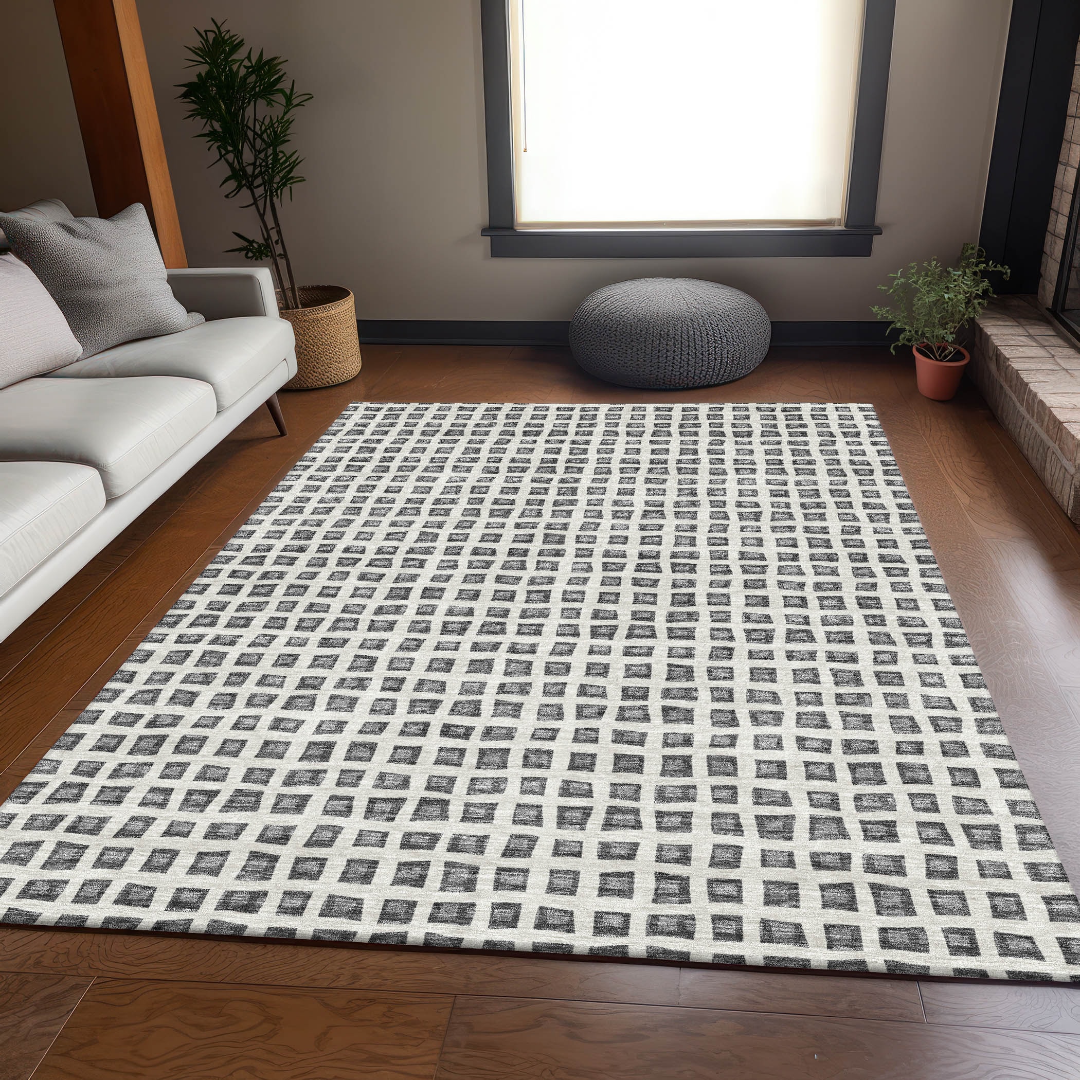 Addison Rugs ACN727GY9X12 Chantille ACN727GY 9 x 12 (ft) Polyester Gray Rectangular Indoor/Outdoor Geometric Machine washable Area rug