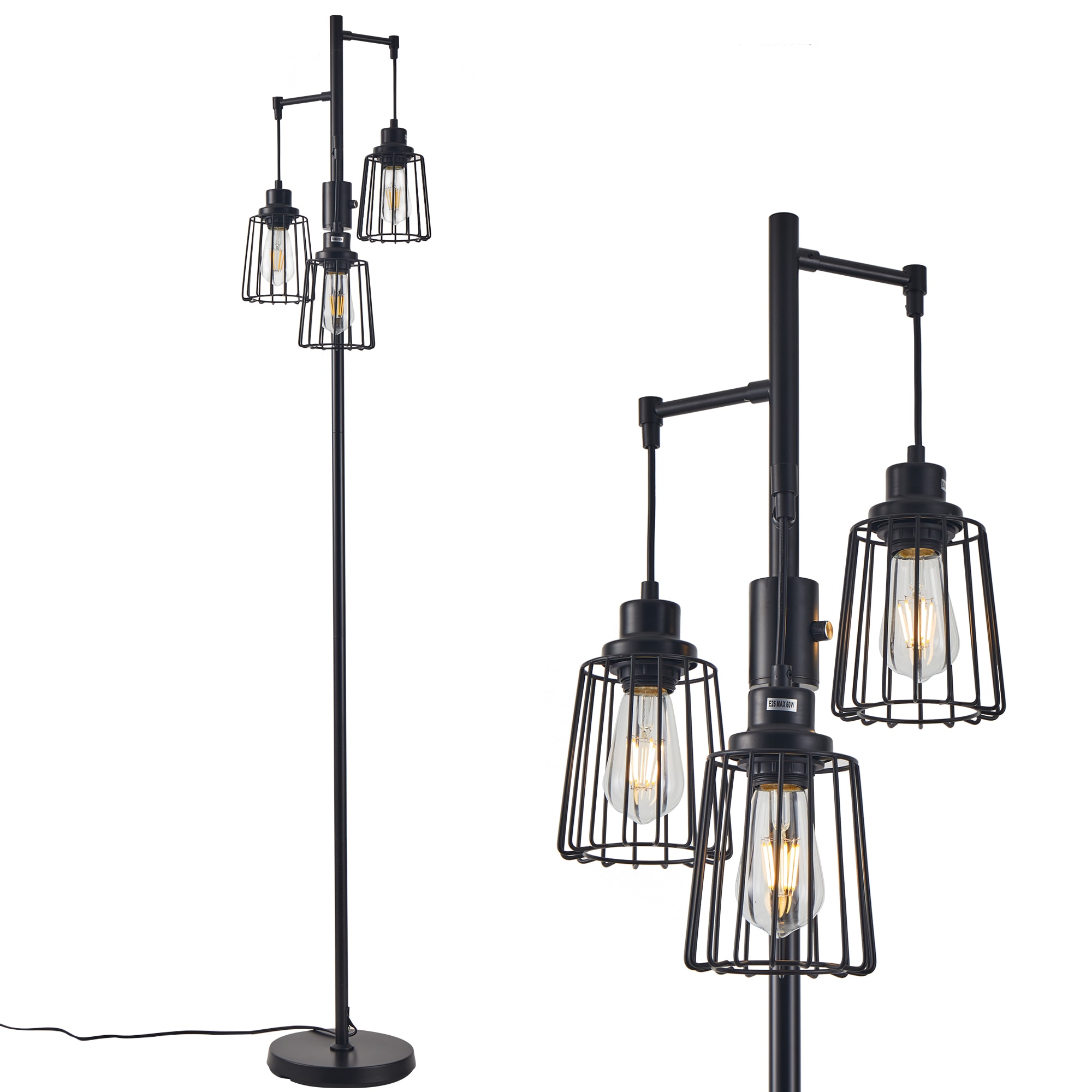 Netin NT-LDD-01BK Rhyan 70-in Black Tree Track Floor Lamp
