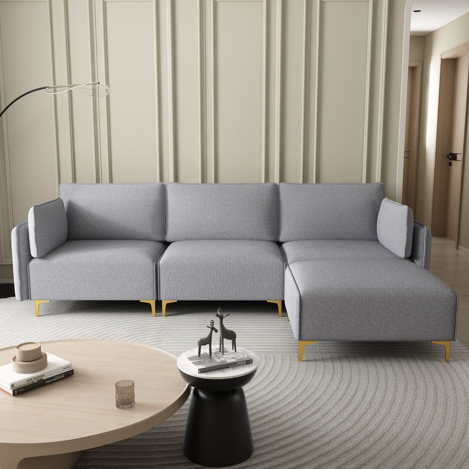 JASMODER W1097S00029 60.00-Inches Modern Grey Sofa