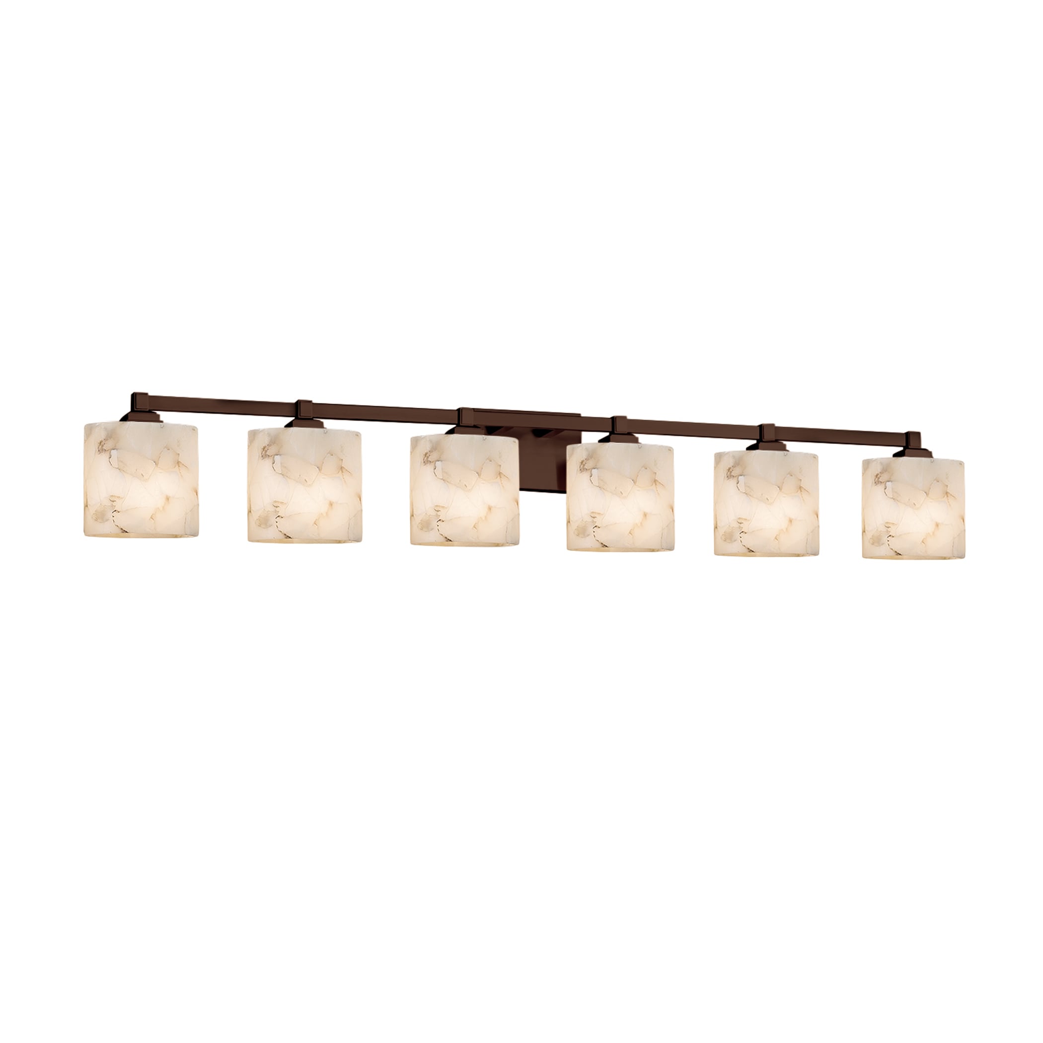 Justice Design Group ALR-8436-30-DBRZ Alabaster Rocks 51.5-in 6-Light Dark Bronze Transitional Vanity Light