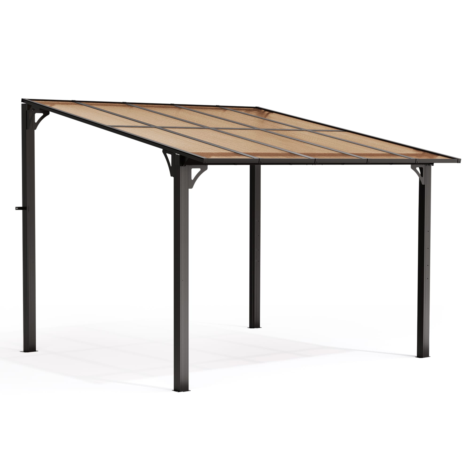 PamaPic 9-ft 8-in W x 8-ft 10-in L x 5-ft H Brown Metal Freestanding Pergola with Canopy