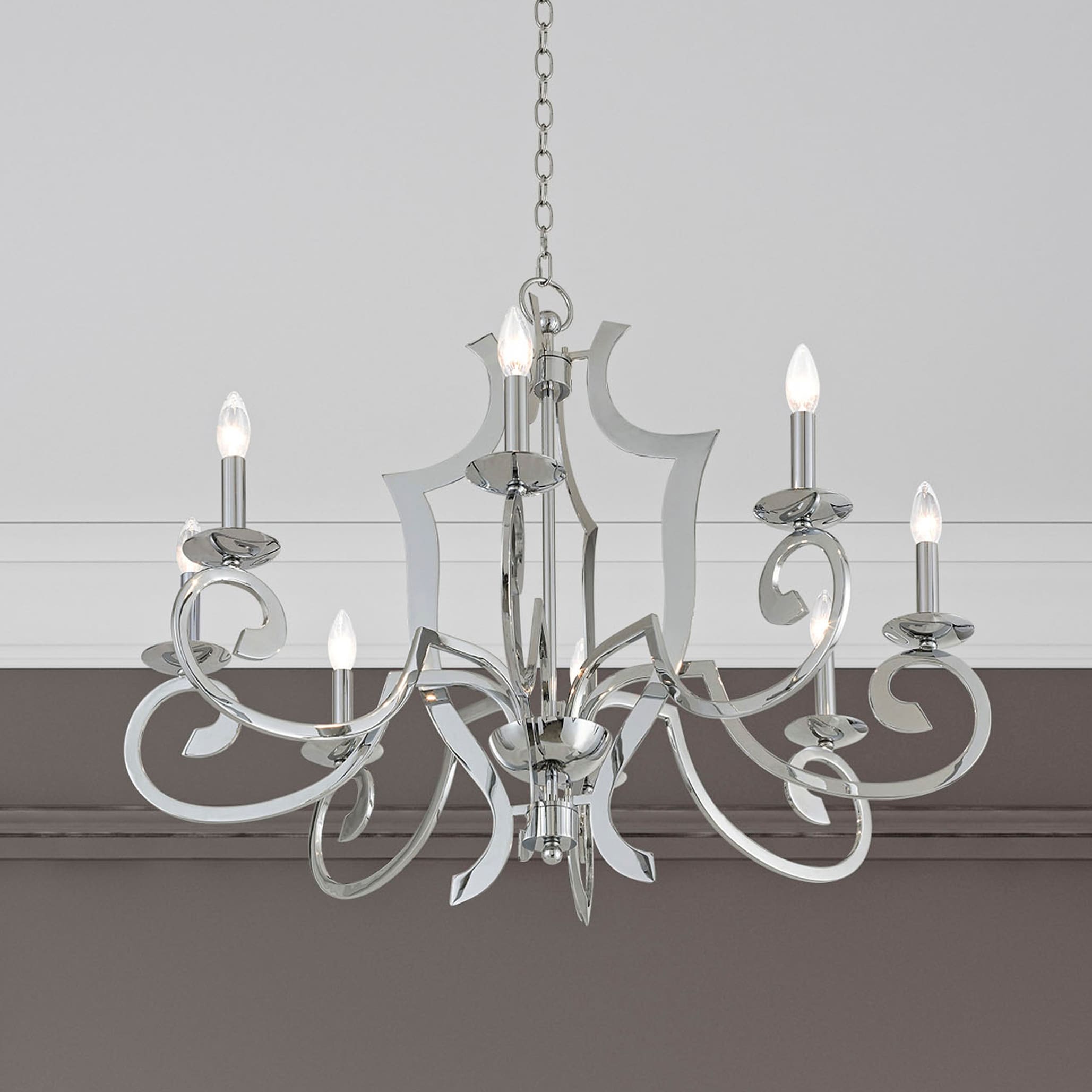 Aldrich 32.5" Polished Chrome 8-Light Candelabra Chandelier