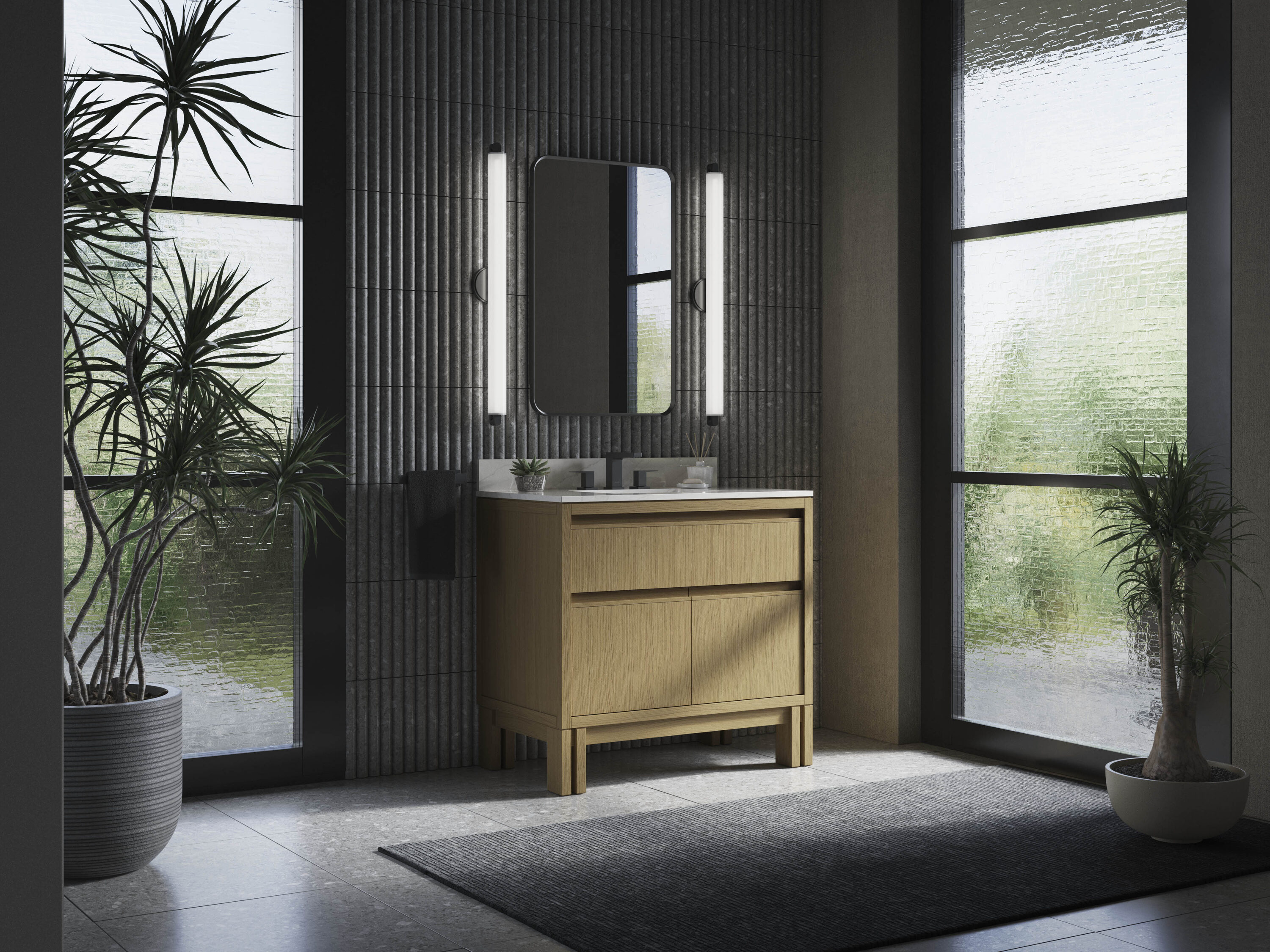 KOHLER 32838-WEK Solive 36-in Light Oak Undermount Single Sink Bathroom Vanity with White Quartz Top