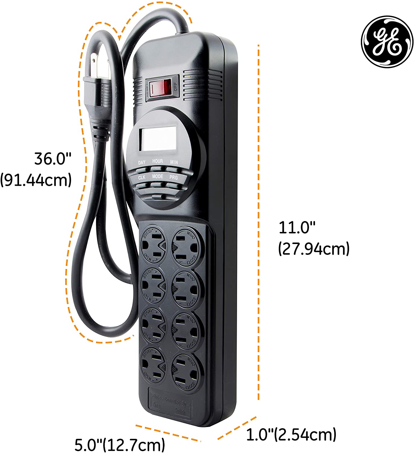 GE GE 7-Day Programmable Power Strip with Digital Timer, 8