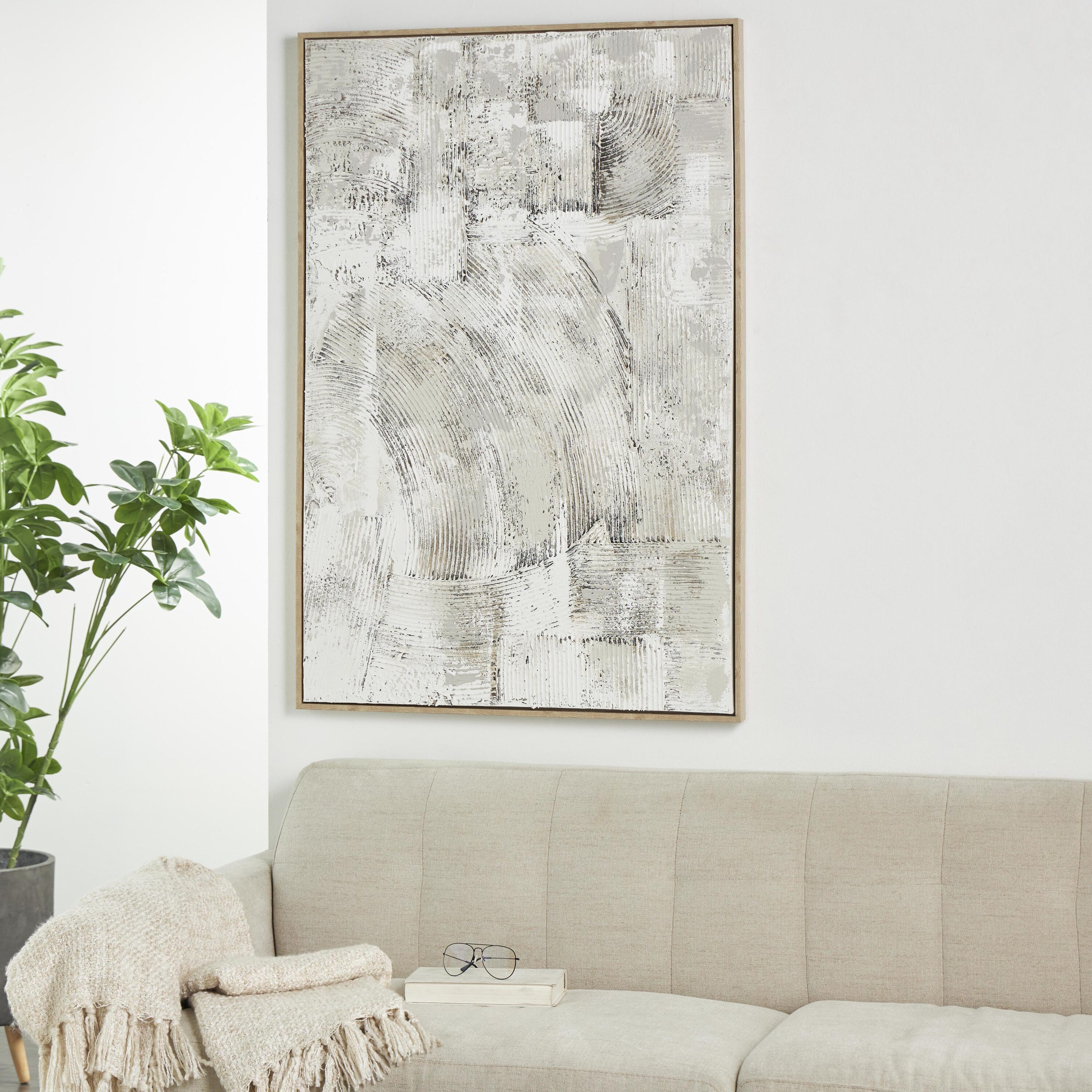 Grayson Lane 821430 49 In. x 33 In. Framed Wall Art Wood Abstract Brown Wood Framed 49.2-Inches H x 33.1-Inches W Abstract Painting