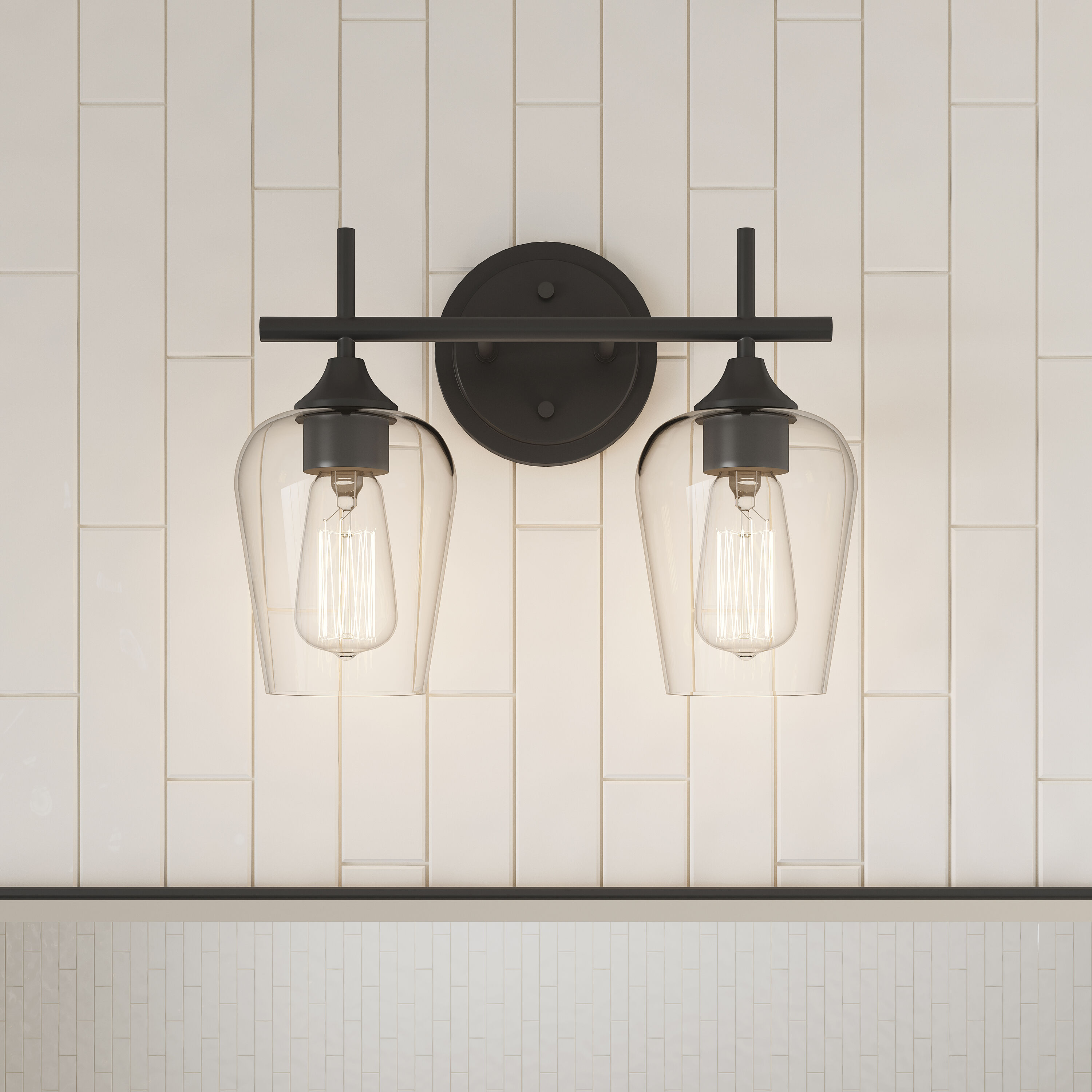Millennium Lighting Ashford 13.75-in 2 Light Matte Black Transitional Bathroom Vanity light