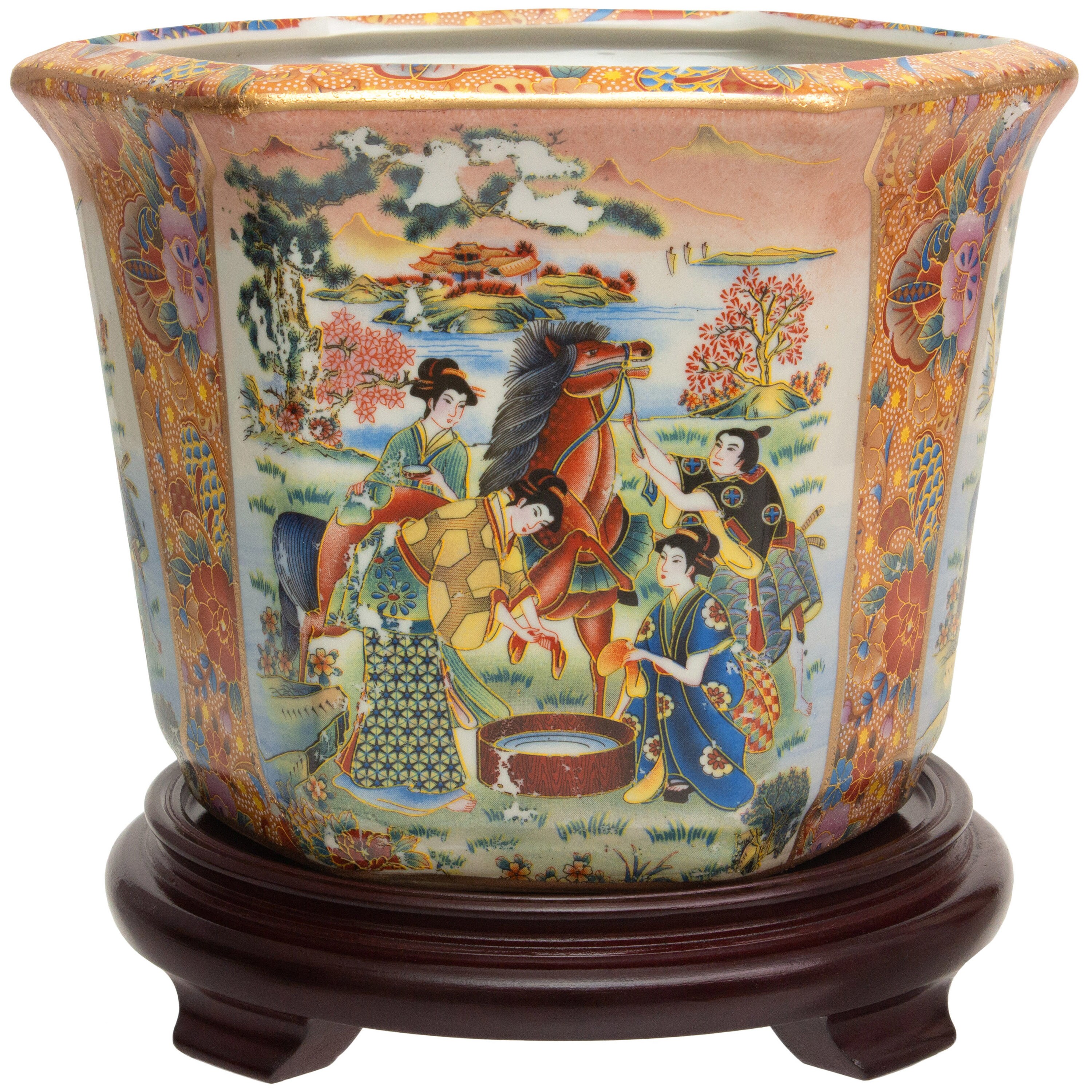 DOWNTON INTERIORS Large Oriental Ceramic Stool Side Plant Table Chinese Mandarin Style Living Rooms & Bedrooms M10091S