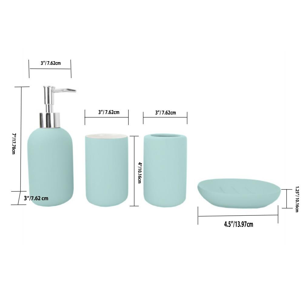 Rubber-Coated Blue Bath Accessories