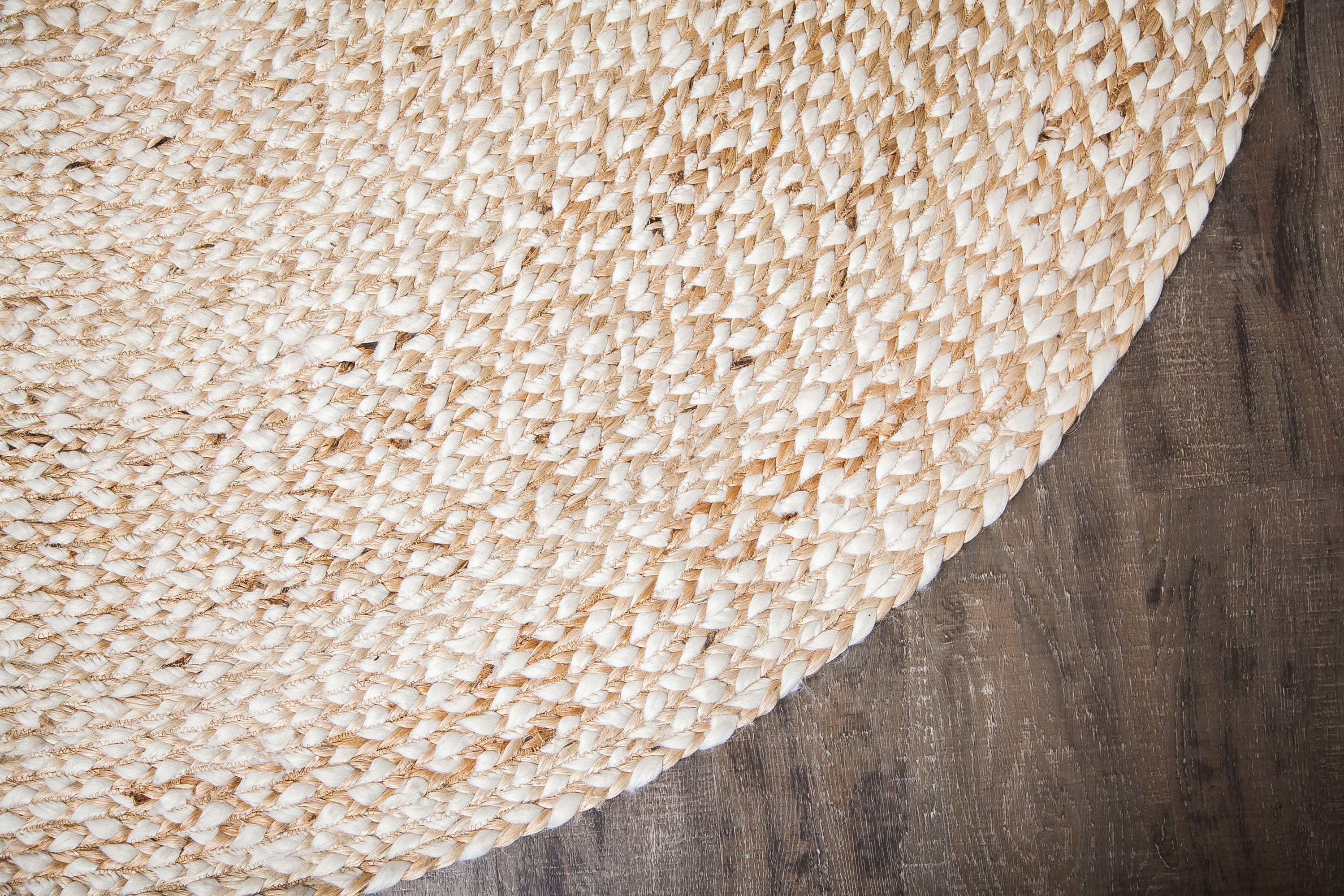 Handmade Ivory Braided Wool 8' Round Rug