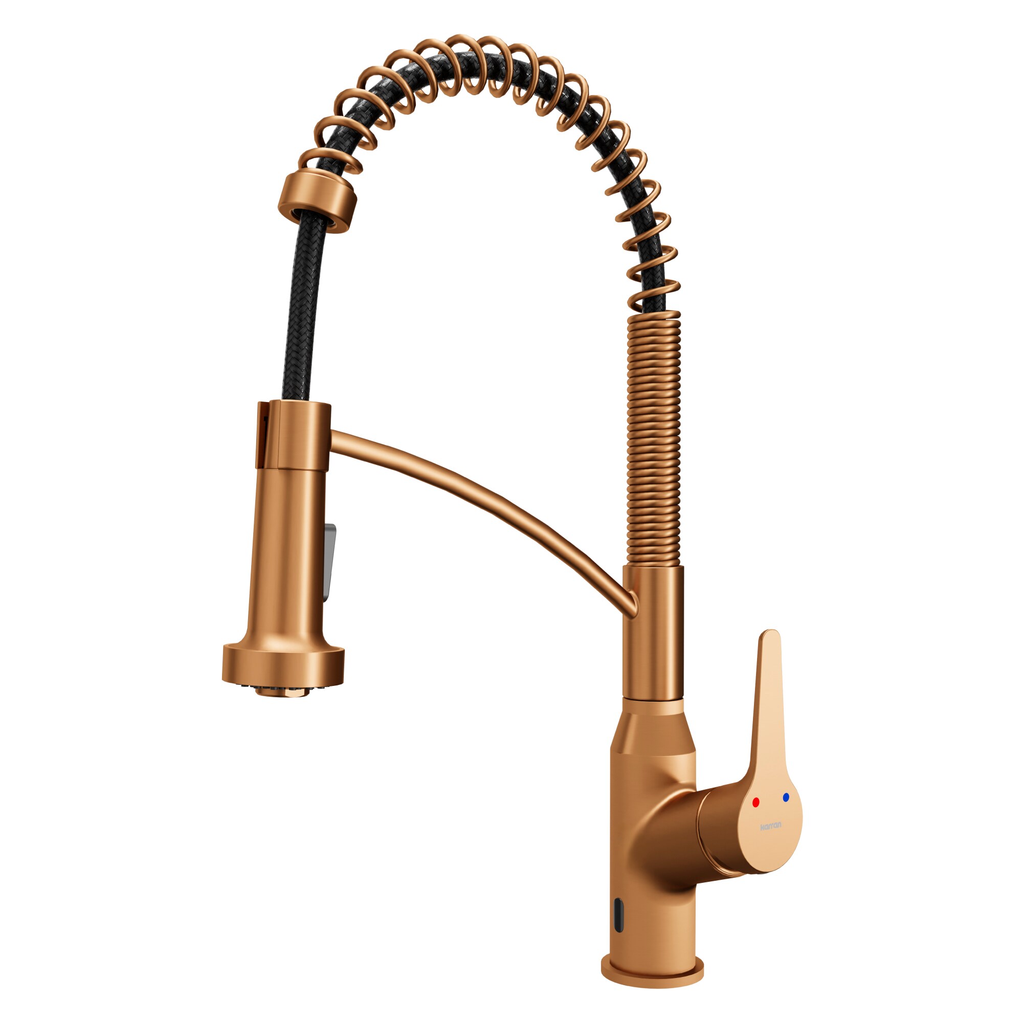 Karran KKF215BC Brushed Copper Single Handle Deck-mount Touchless Pull-down Kitchen Faucet with Sprayer