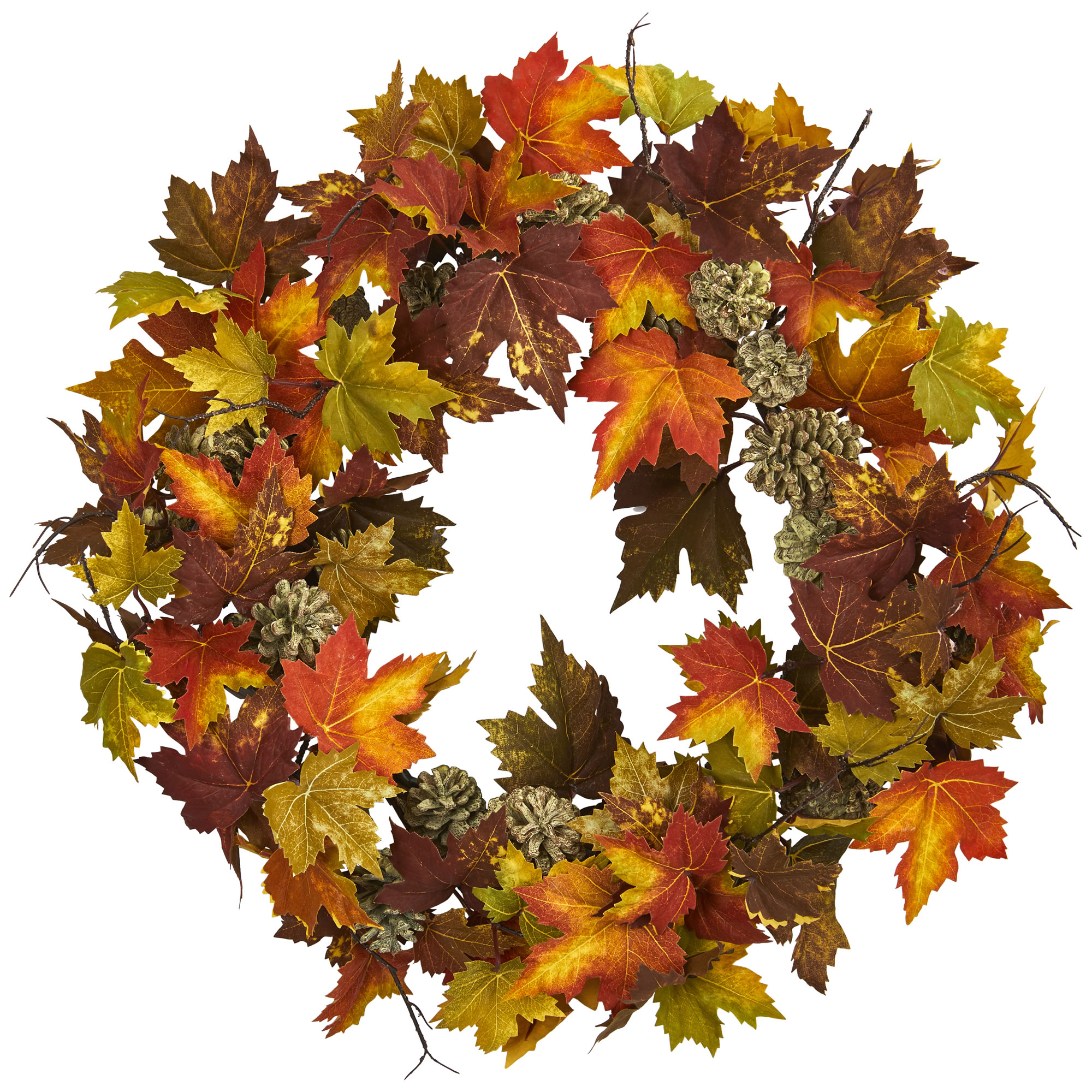 Nearly Natural 4150 2-ft 24-in Leaves Artificial Wreath