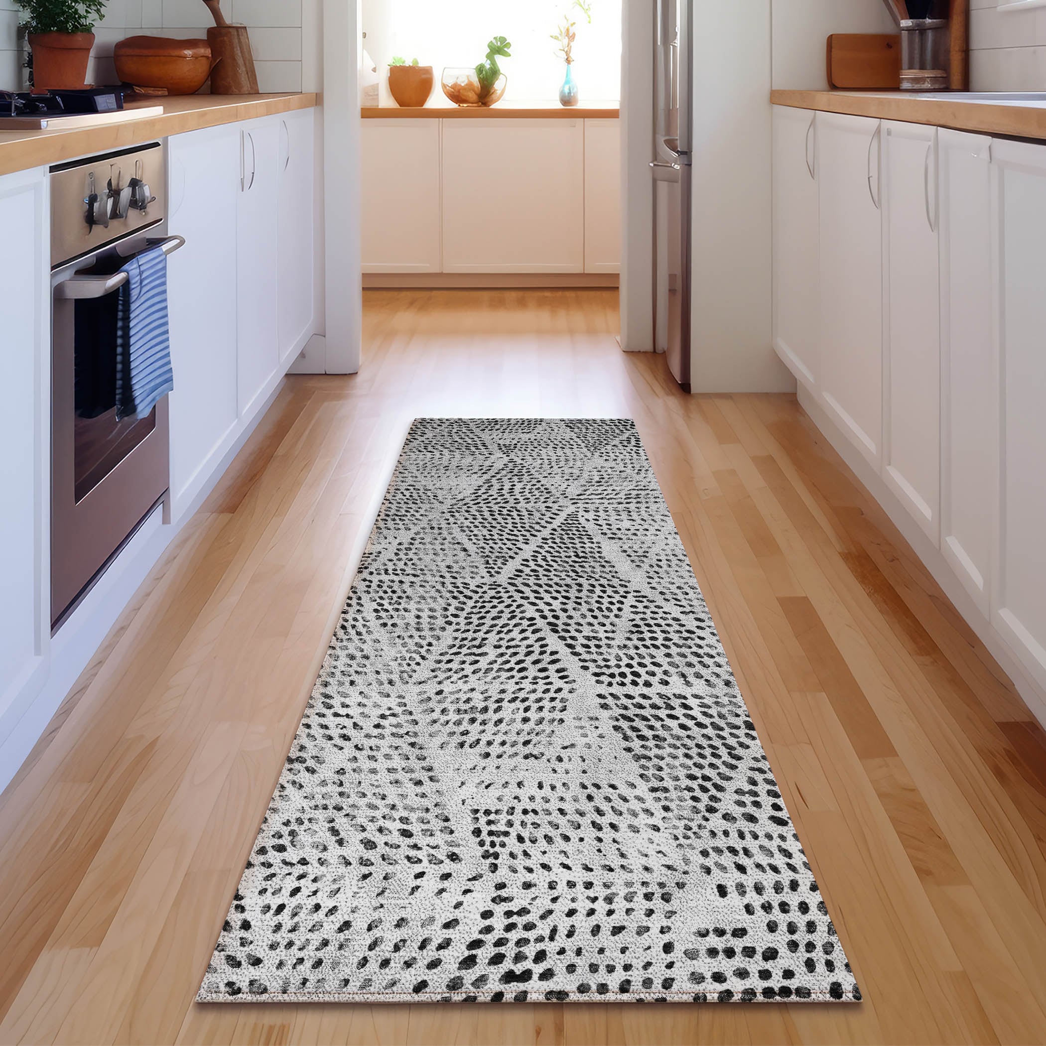 Addison Rugs AMF591PW2X8 Mayfield AMF591PW 2 x 7 (ft) Loomed Polyester Pewter Rectangular Indoor Geometric Machine washable Area rug