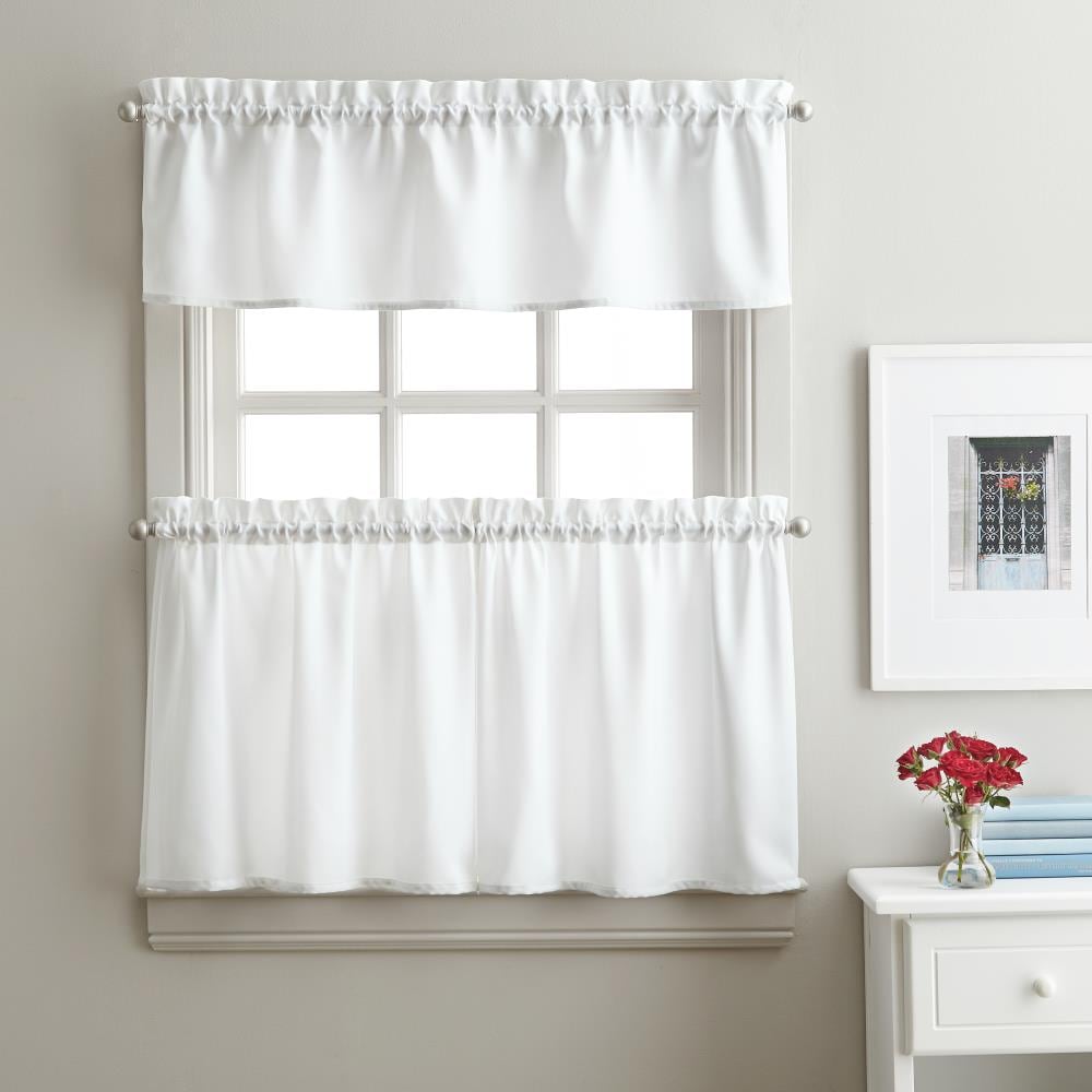 CHF 1F44370YWT Solid twill 36-in Red Polyester Rod pocket Valance and tier set