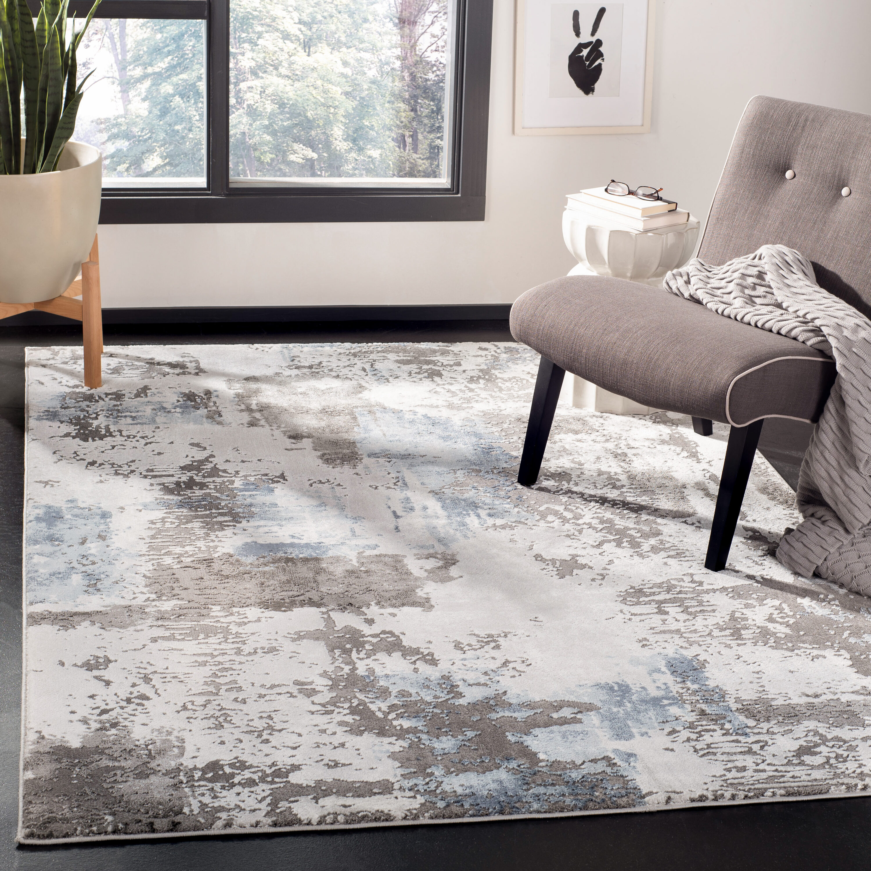 Craft 820 Grey/Blue 4ft x 6ft Small Rectangle Rug