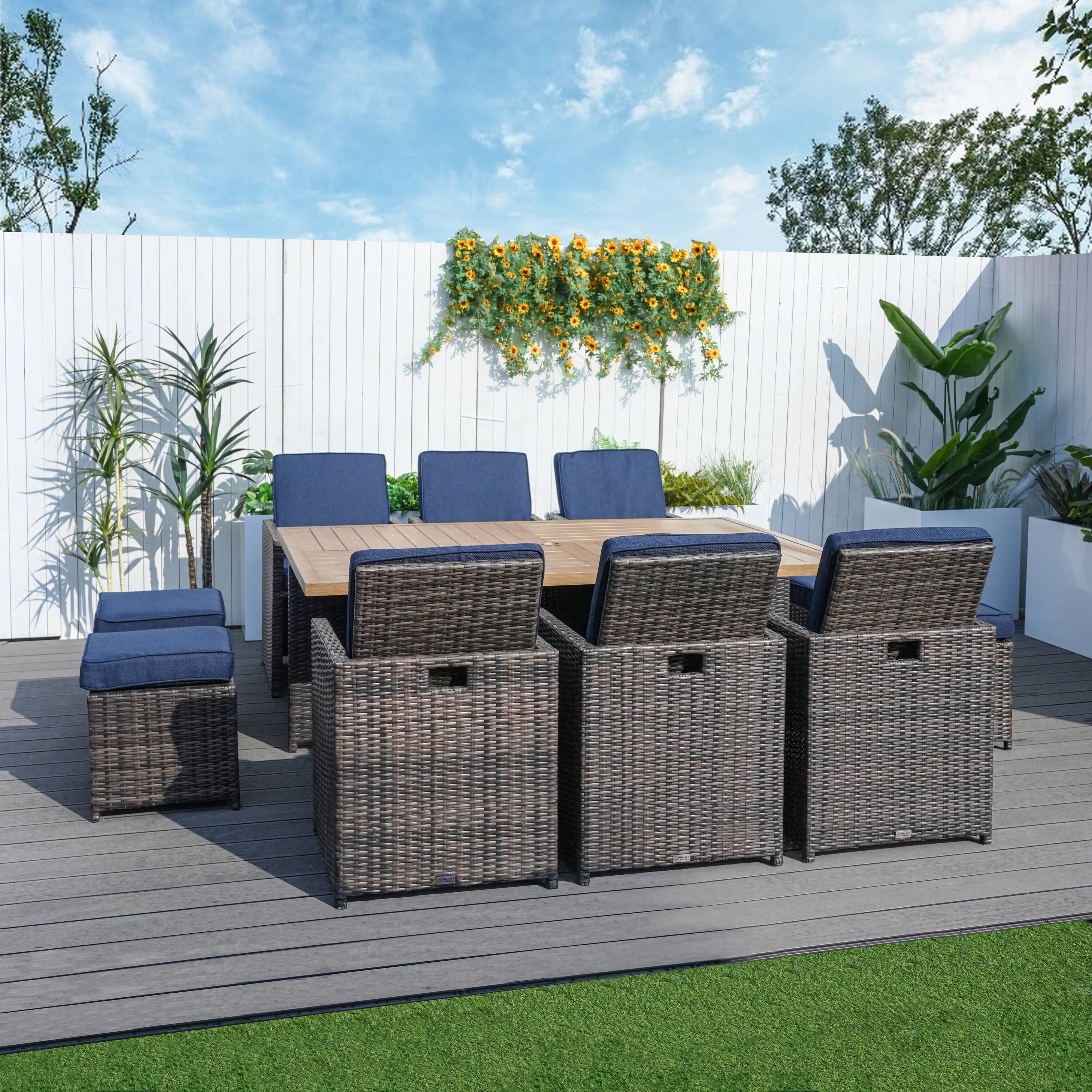 Direct Wicker DWD-3234BRA-BLUE Patio-Dining-Sets - View #2