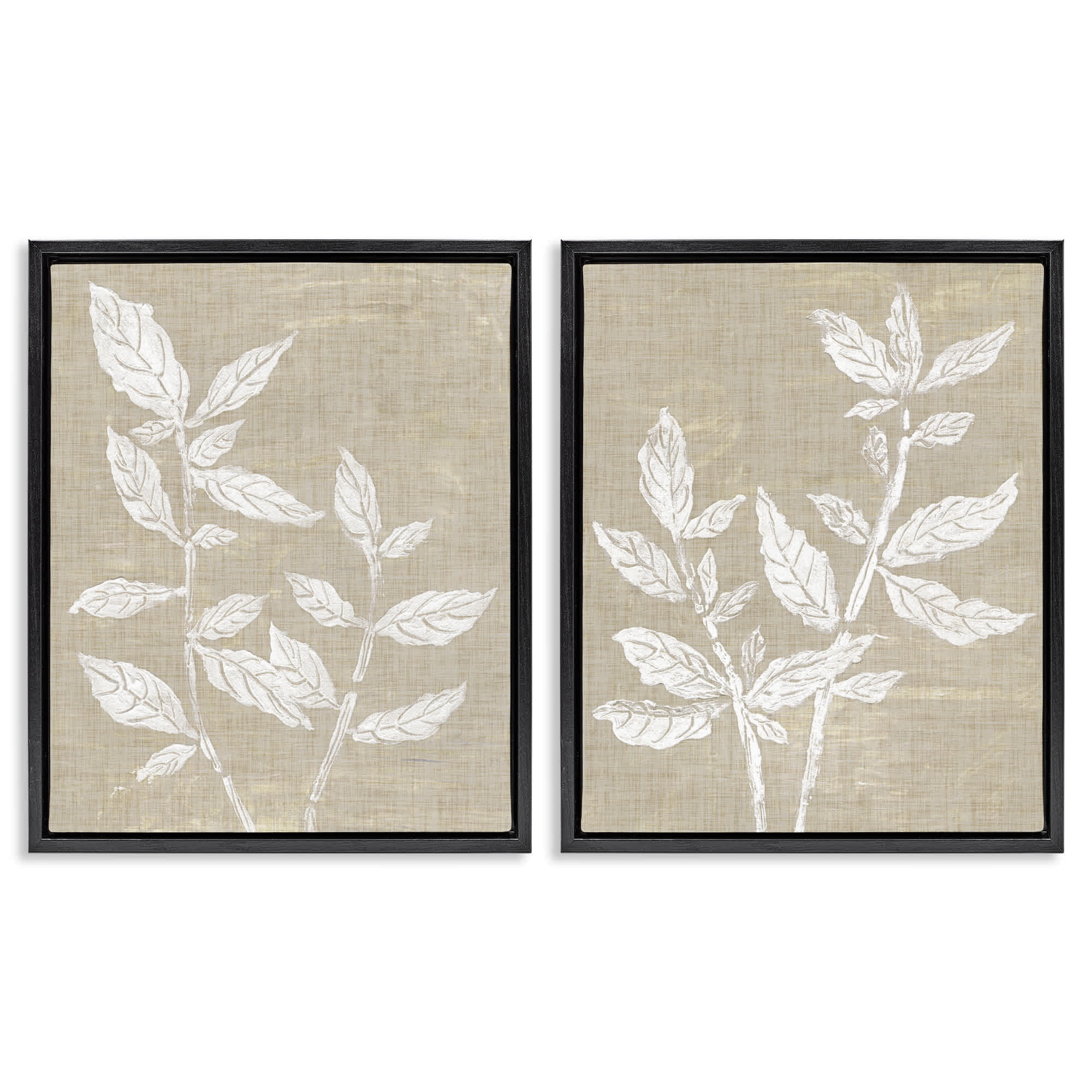 Stupell Industries B2-765-FFB-2PC-16X20 Botanicals on Textile Pattern 2pc Floating Frame Set Design by Melissa Wang