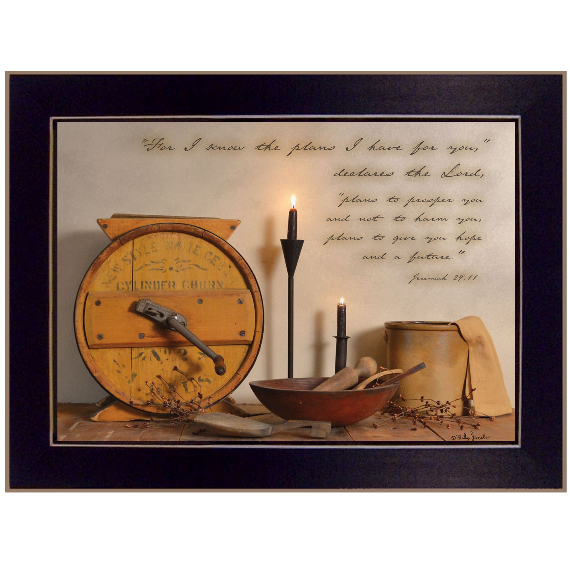Trendy Decor 4U BJ1107-712 The Plans I Have For You Billy Jacobs Black Wood Framed 14-in H x 18-in W Vintage/Retro Paper Print