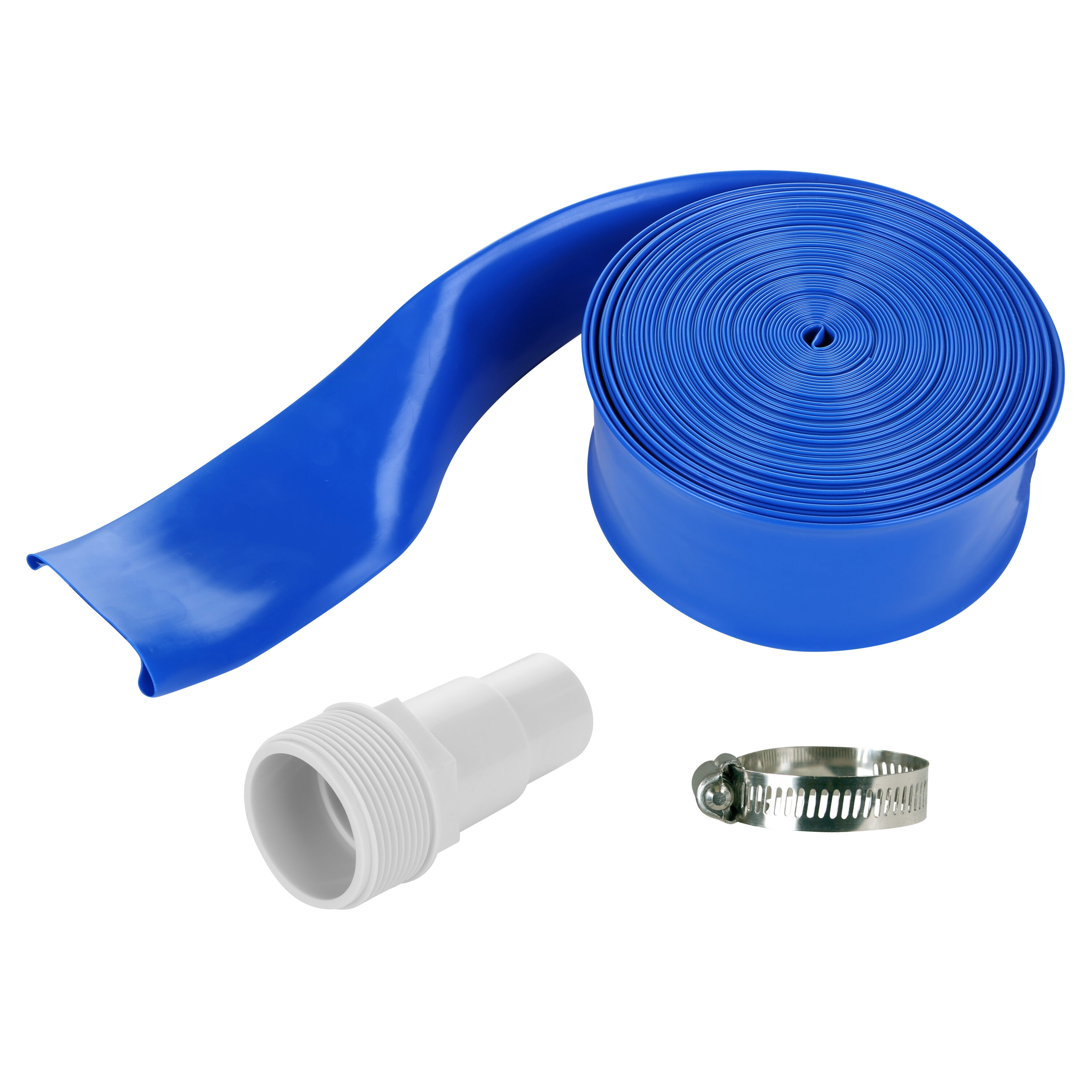 1-1/4 50' Blue PVC Lay-Flat Backwash Hose for Swimming Pools, Heavy Duty  Discharge Hose Reinforced Pool Drain Hose, Weather Resistant Ideal for  Water