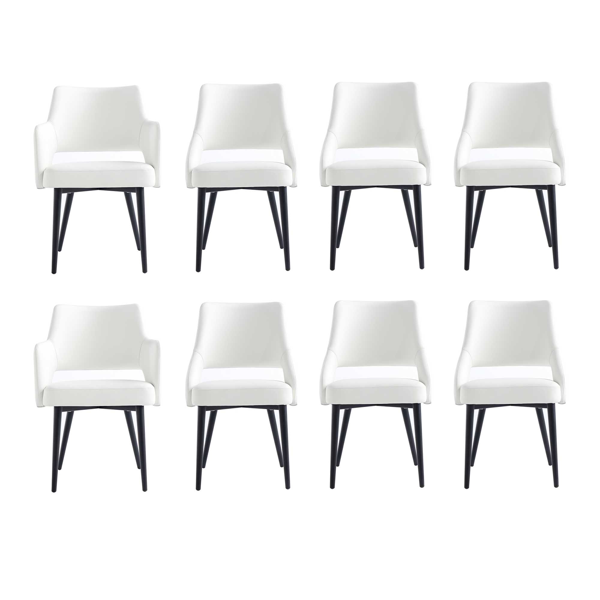 Manhattan Comfort - 8-Piece Tremont Modern Leatherette Dining Chair with Metal Legs in White