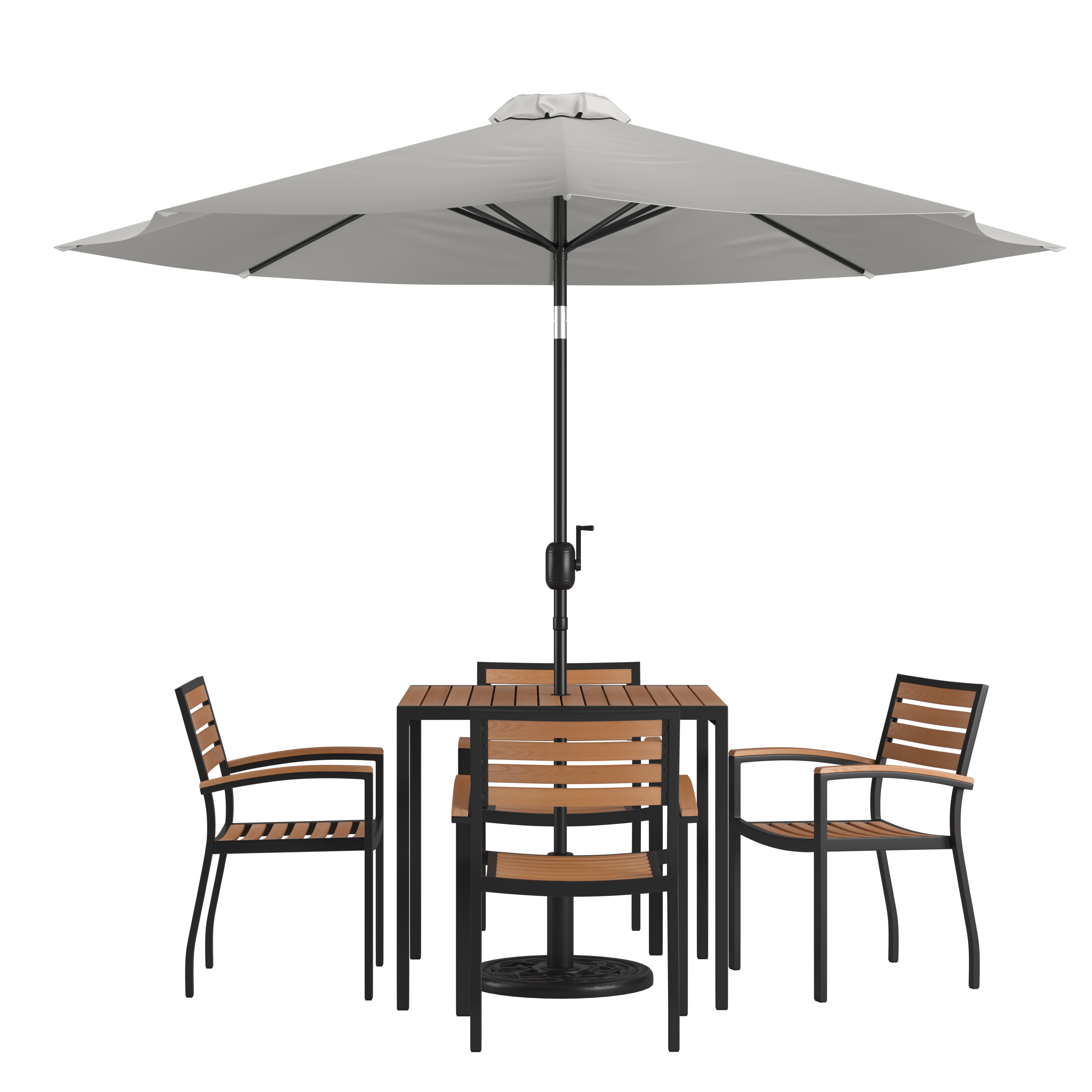 Merrick Lane - Hampstead Seven Piece Faux Teak Patio Dining Set Includes 35-in Square Table; Four...