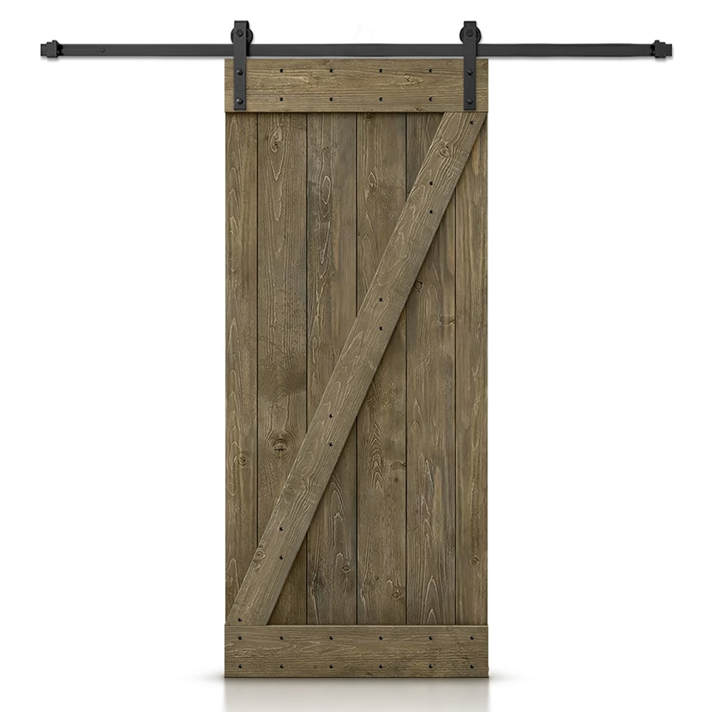 CALHOME S11-MK-72+B34BR 34-in x 84-in Aged Barrel Knotty pine Wood Solid core Single Barn Door (Hardware Included)