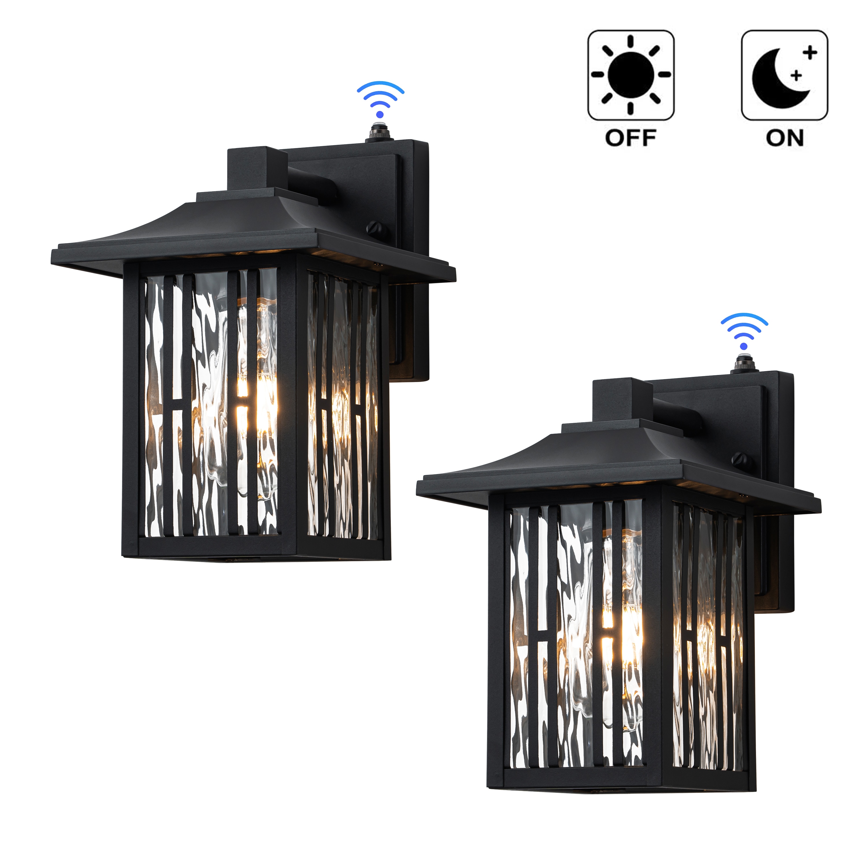 C Cattleya 2 -Pack 1 -Light 10-in H Matte Black Hardwired Dusk to Dawn Outdoor Wall Light
